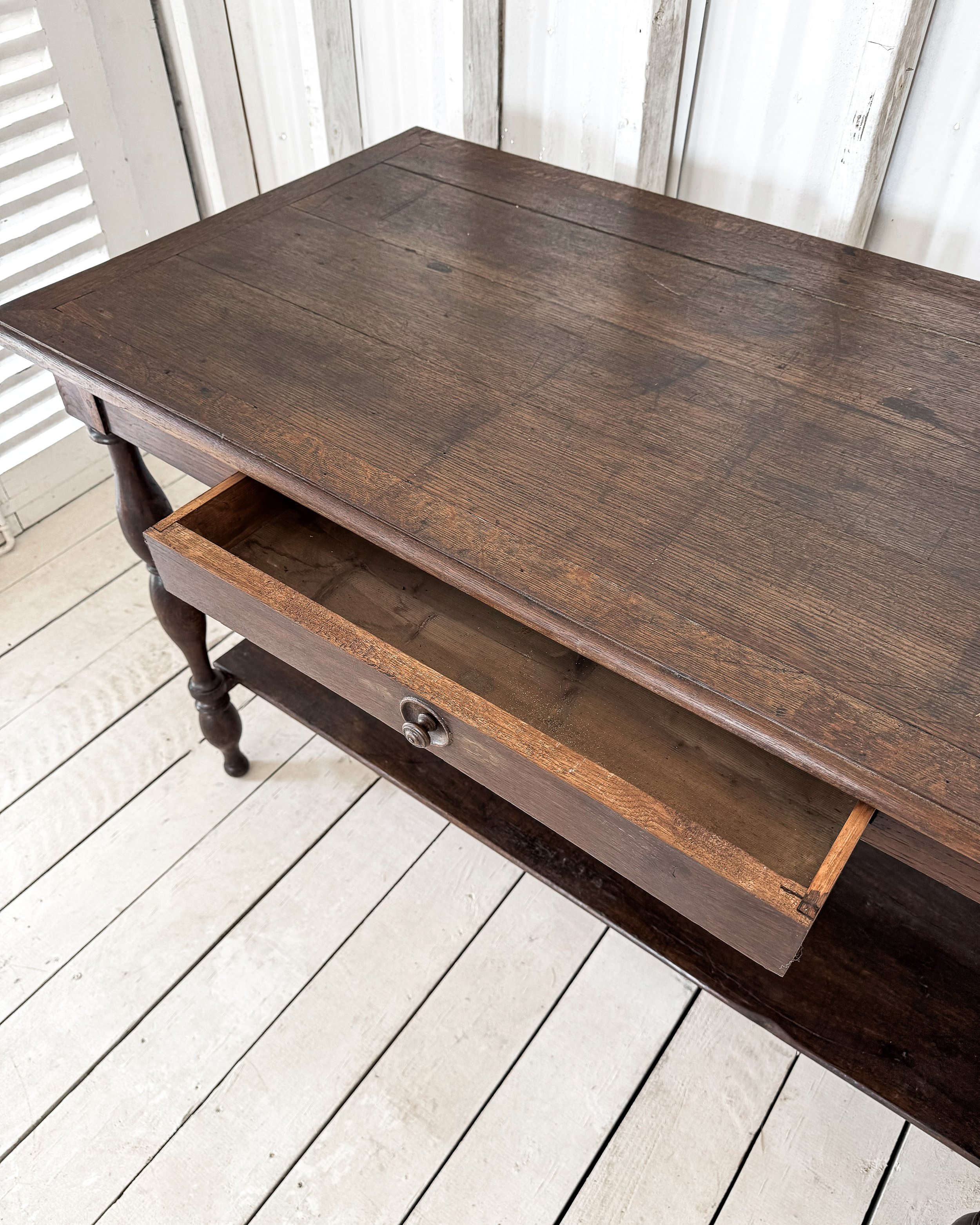 Antique French Draper's Table with Turned Legs
