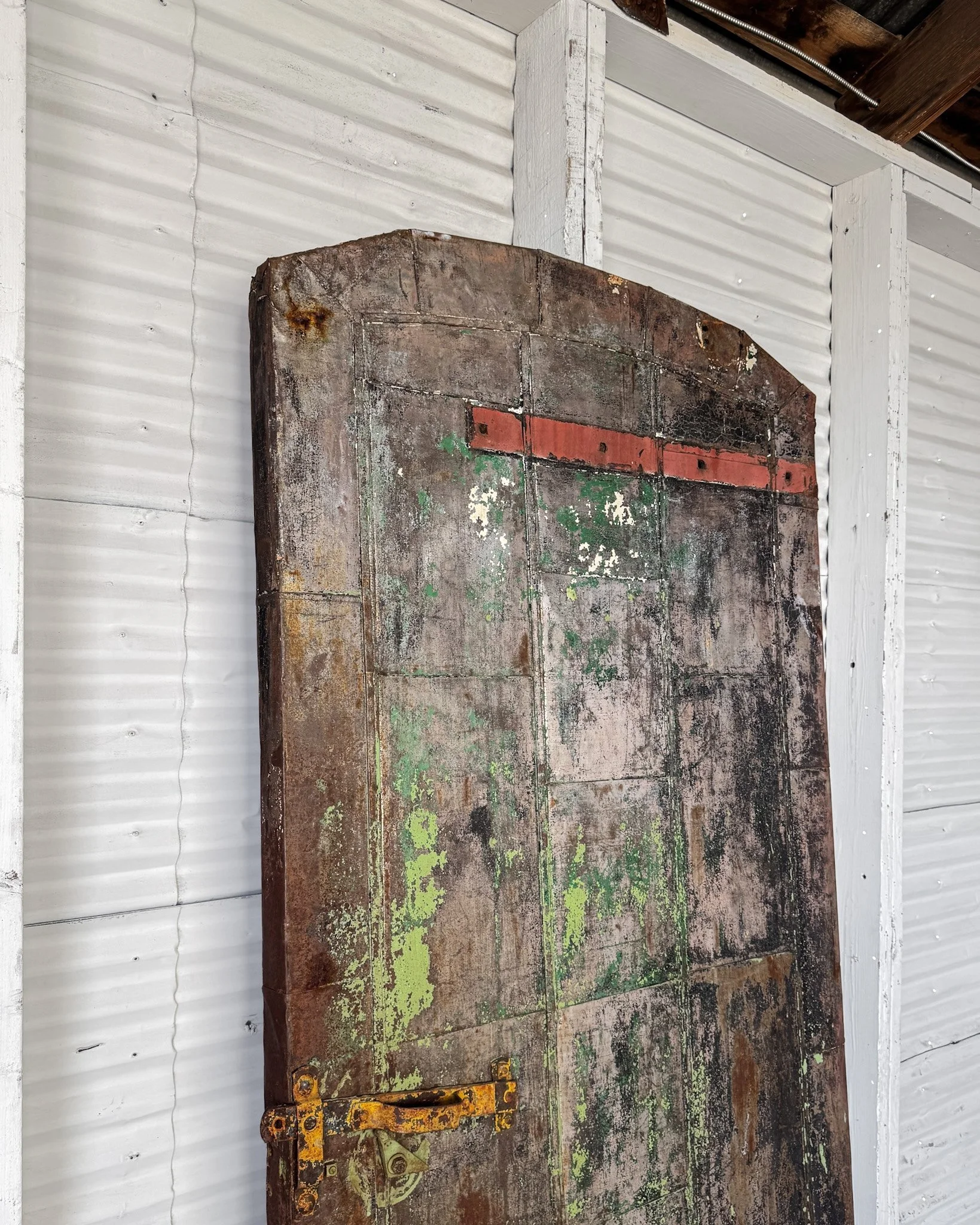 Reclaimed Early 19th Century Fire Safe Factory Door with Arched Top