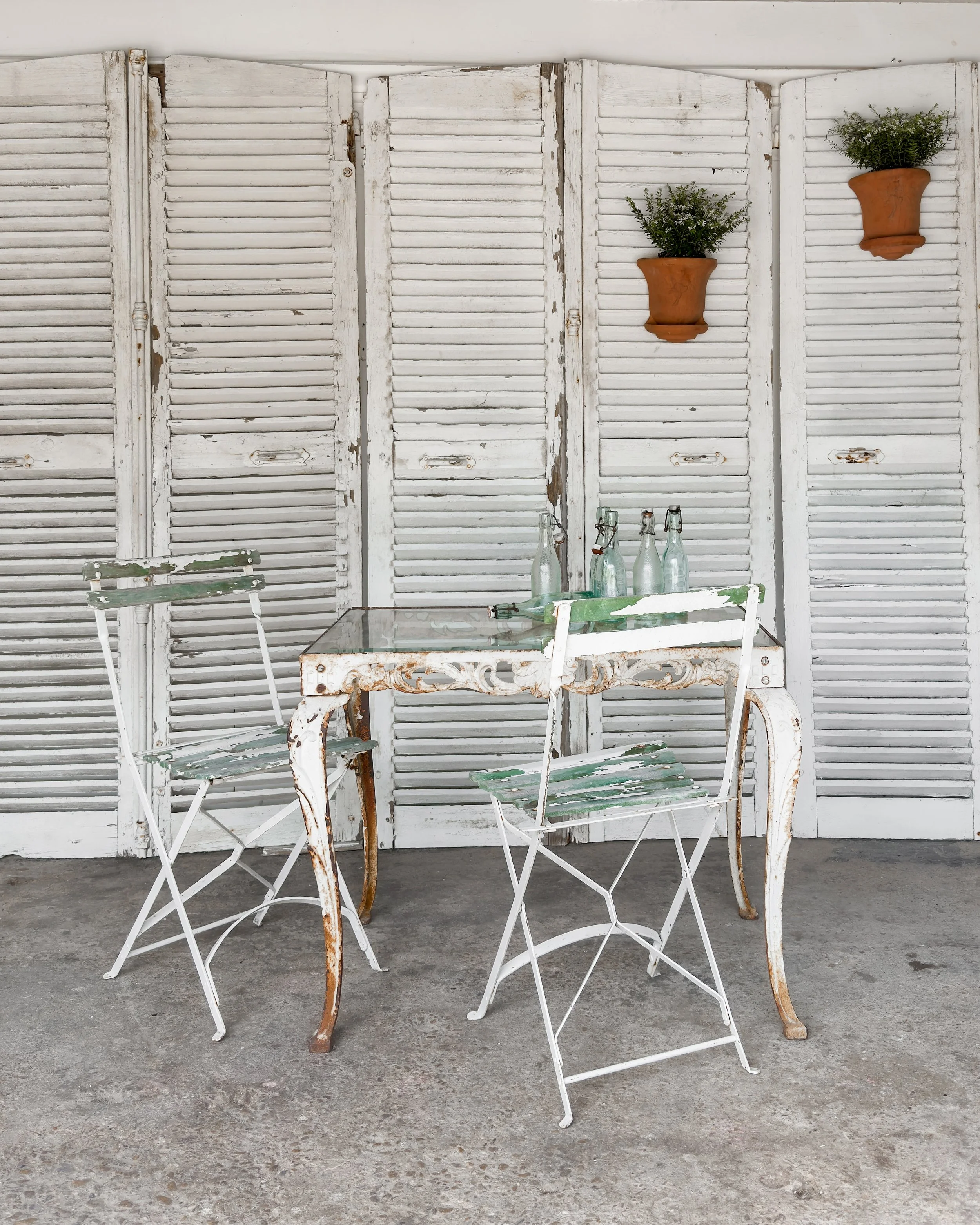 Antique Cast Iron Garden Table with Folding Chairs