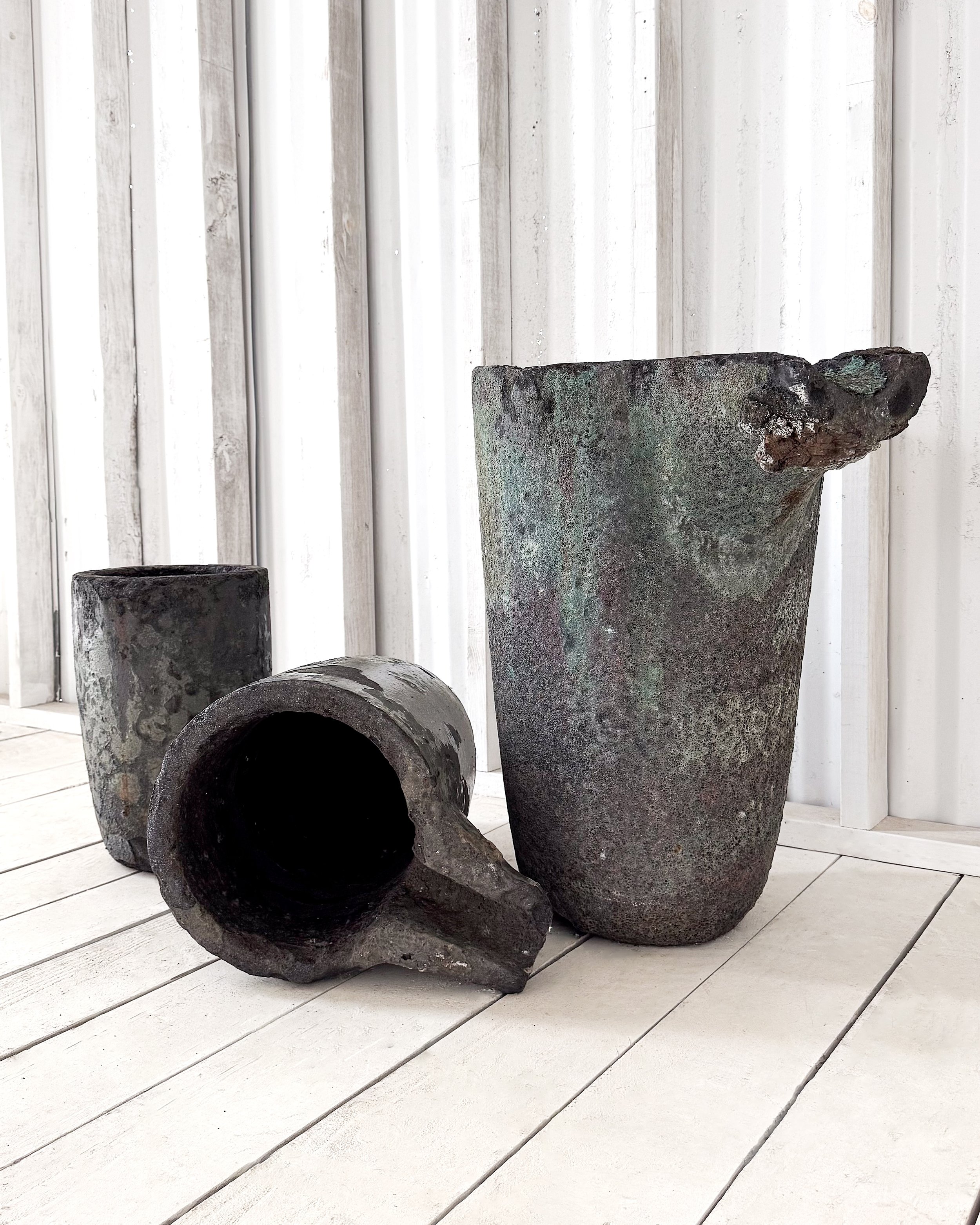 20th Century Industrial Lava Stone Foundry Crucibles