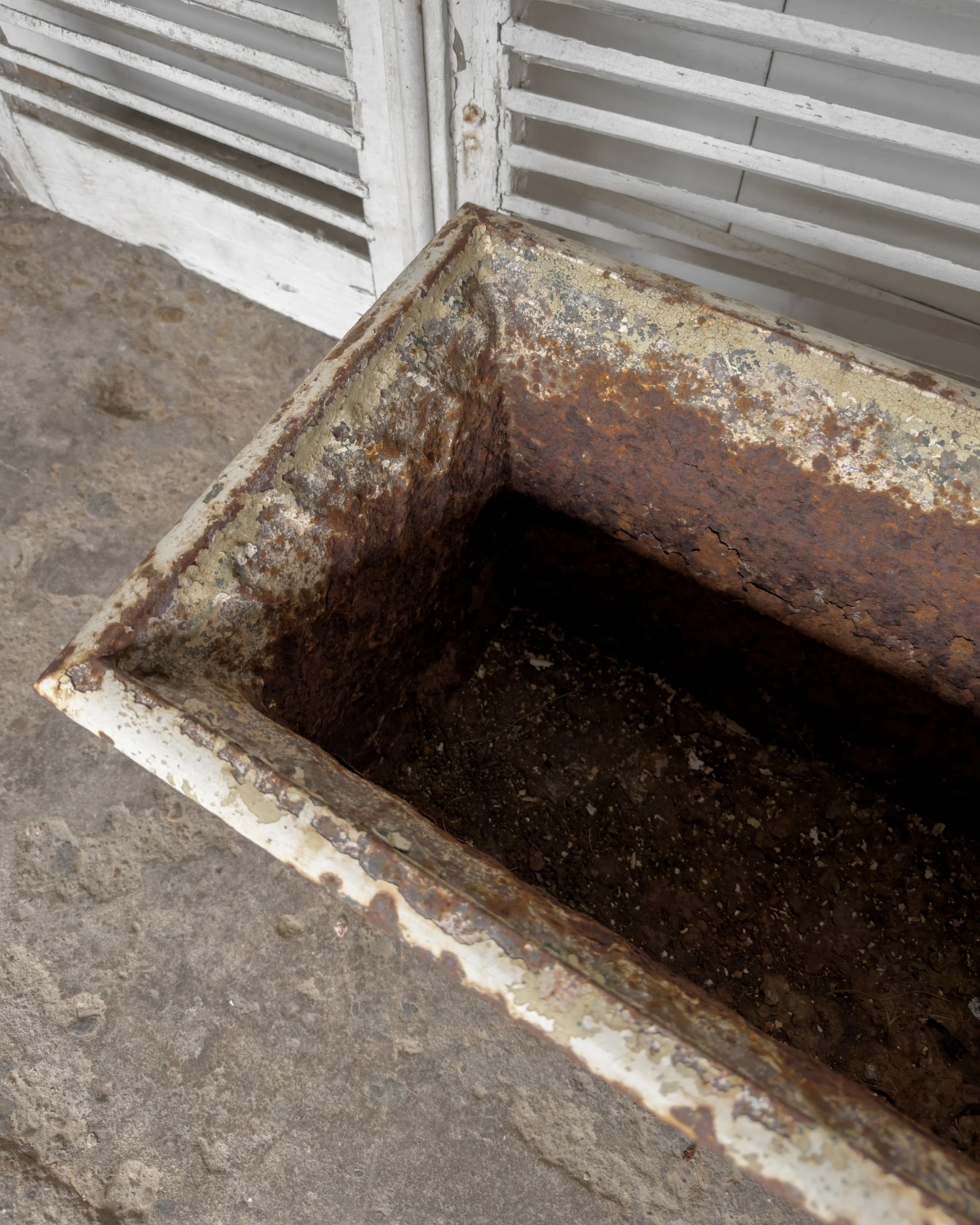Antique Victorian Cast Iron Basket-Weave Planters