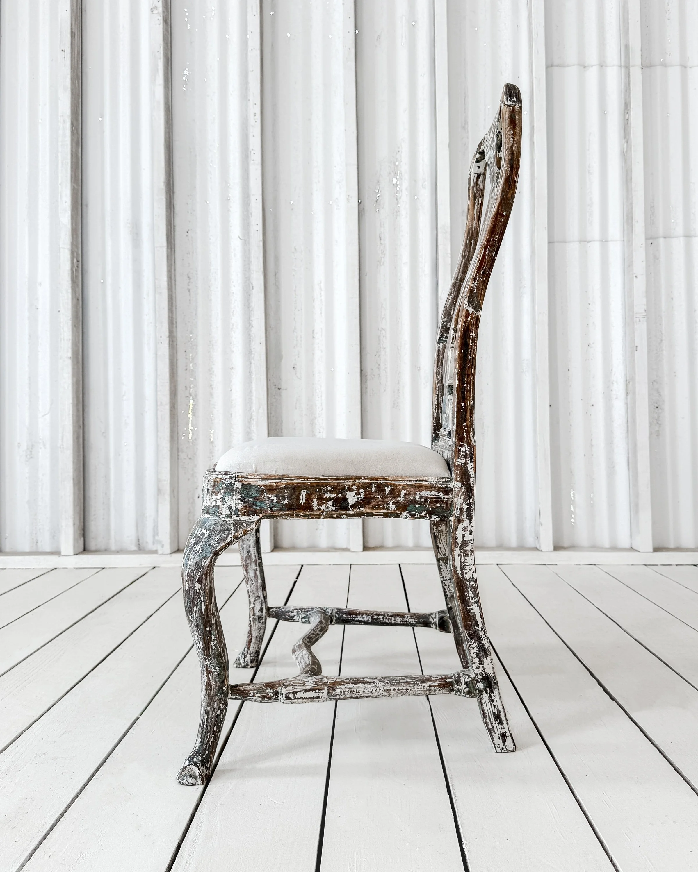 Antique Swedish Baroque Painted Chair