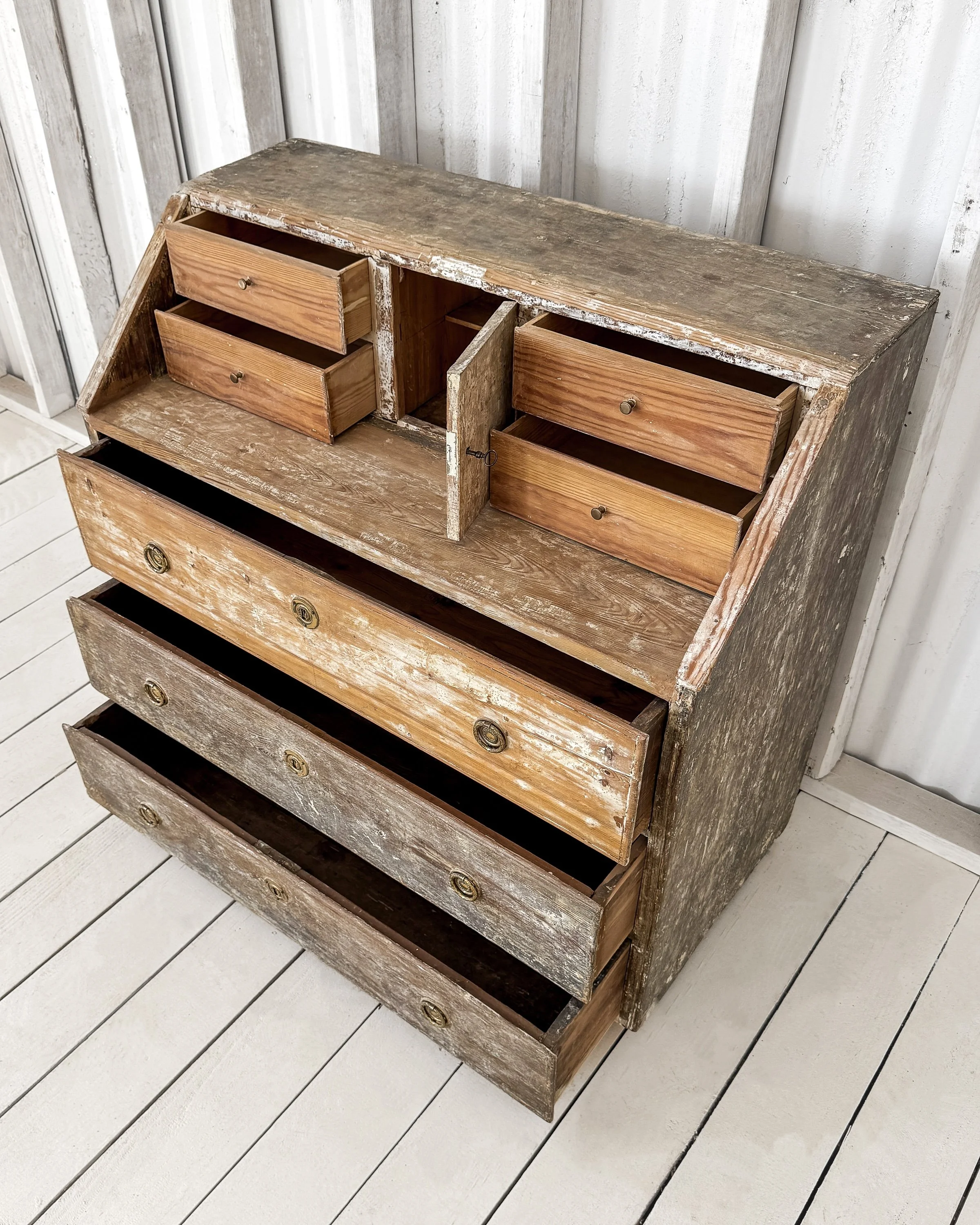 18th Century Swedish Gustavian Writing Bureau in Dry-Scraped Pine