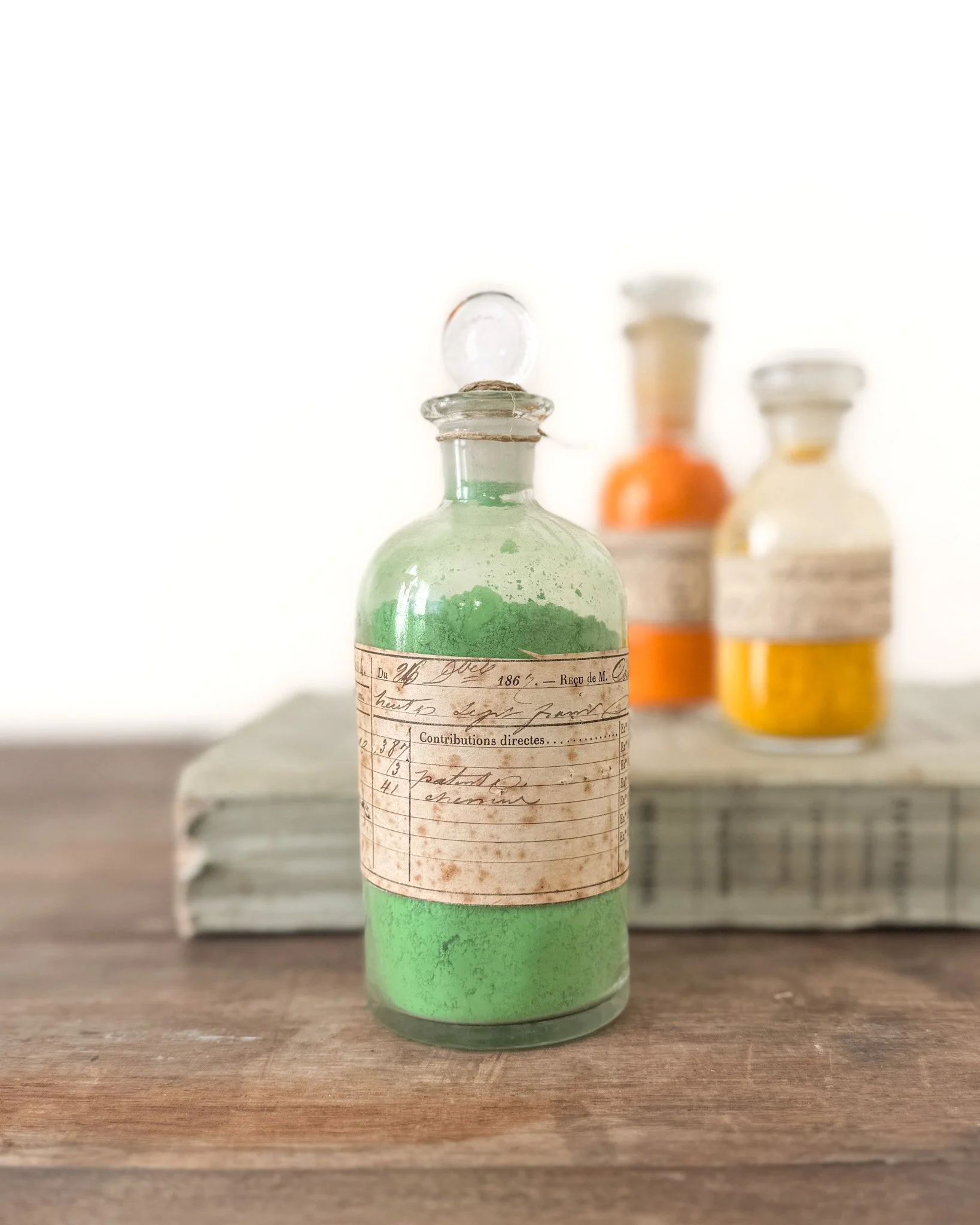 19th Century French Paint Pigments in Glass Bottles