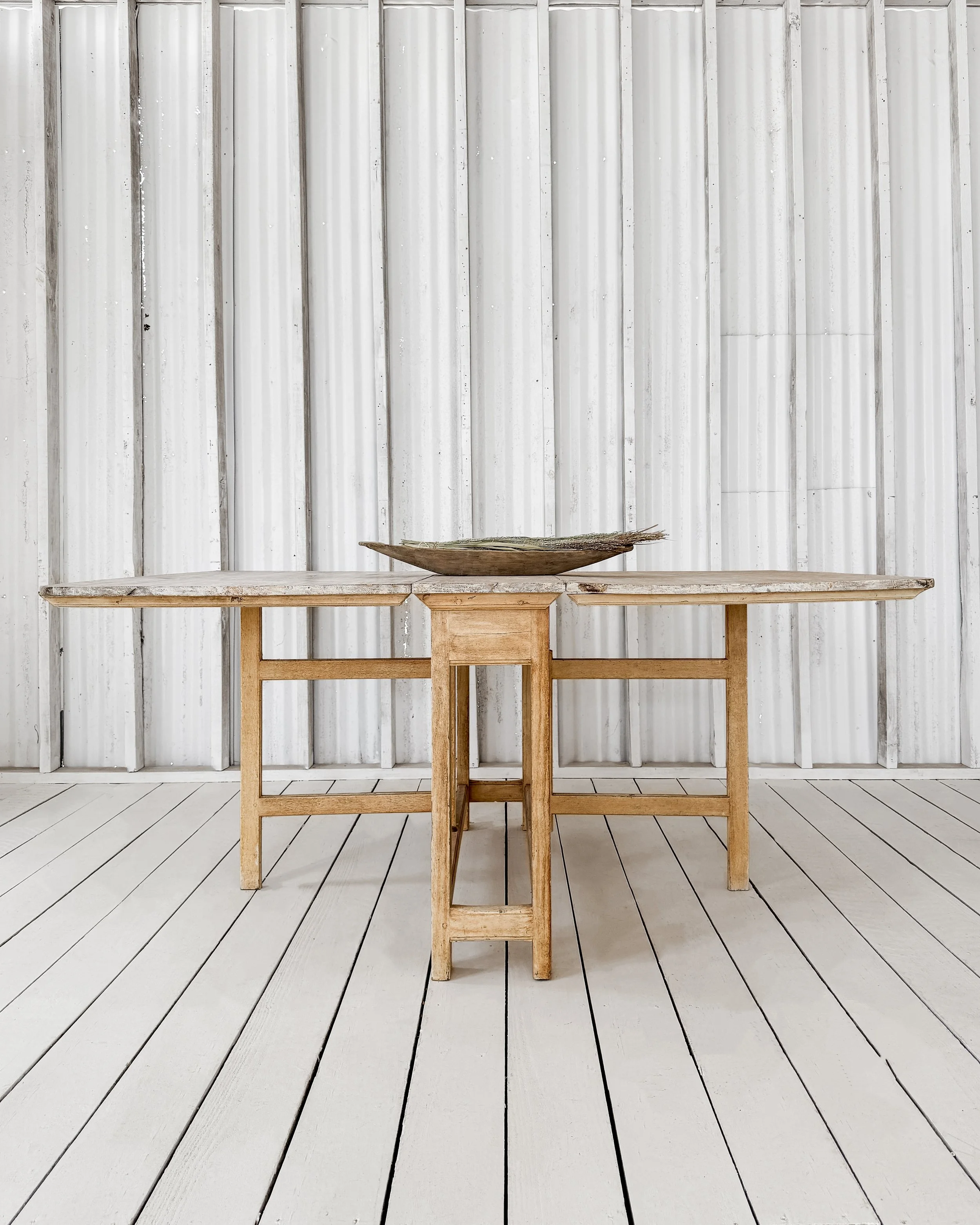 19th Century Swedish Pine Dry-Scraped Slagbord Table