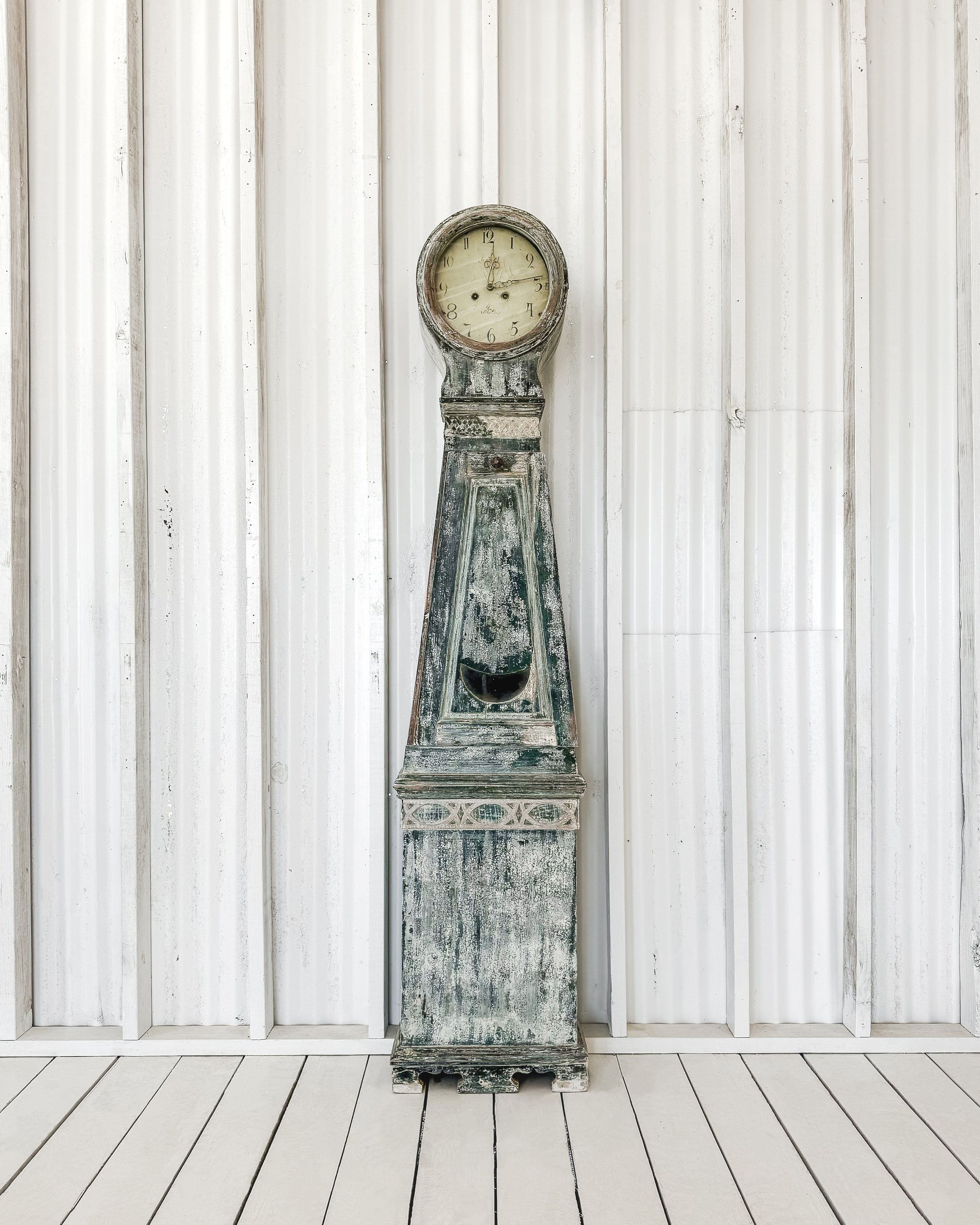 Antique Dry Scraped Swedish Tall Case Clock