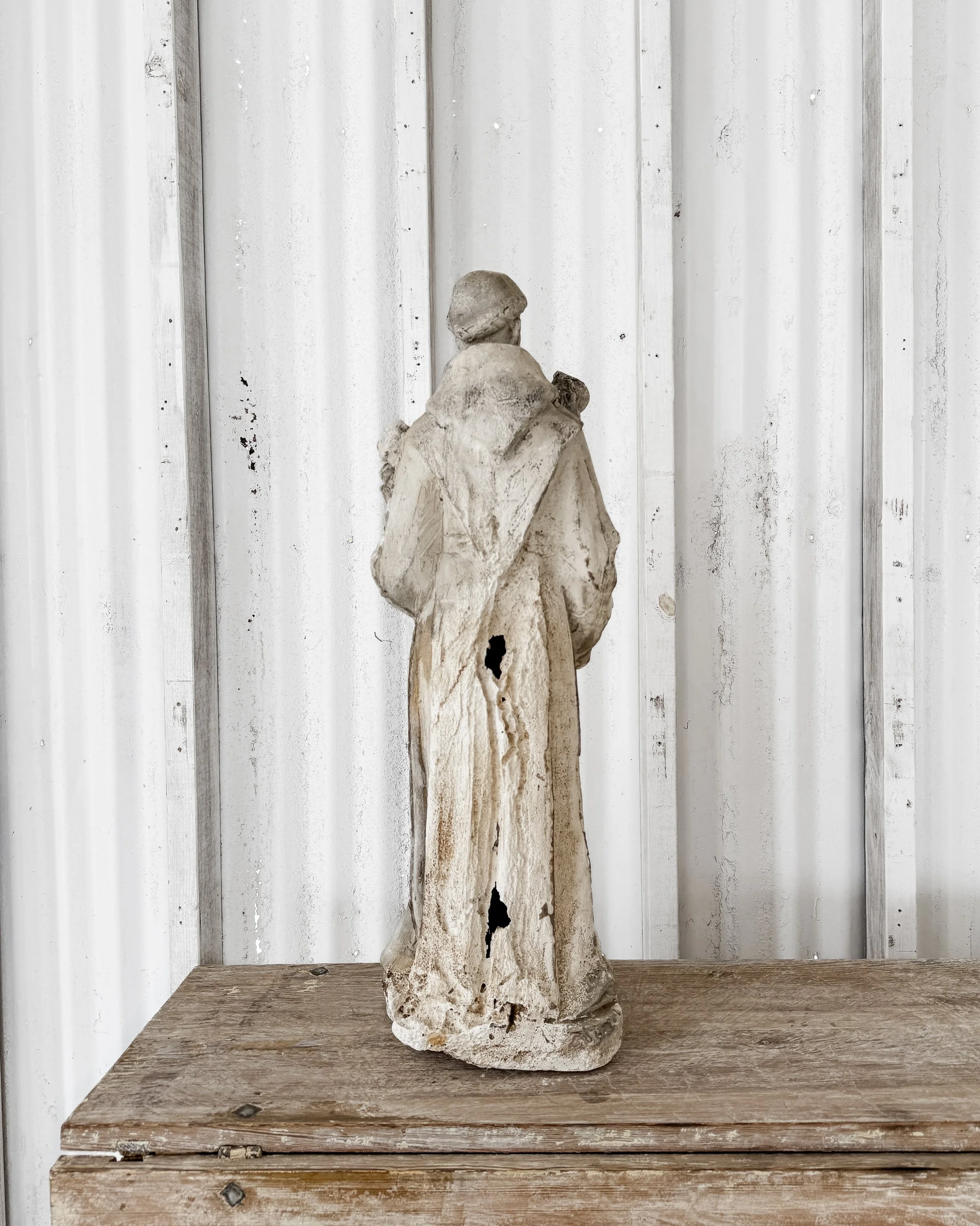 19th-Century Cast Plaster Saint Anthony Statue