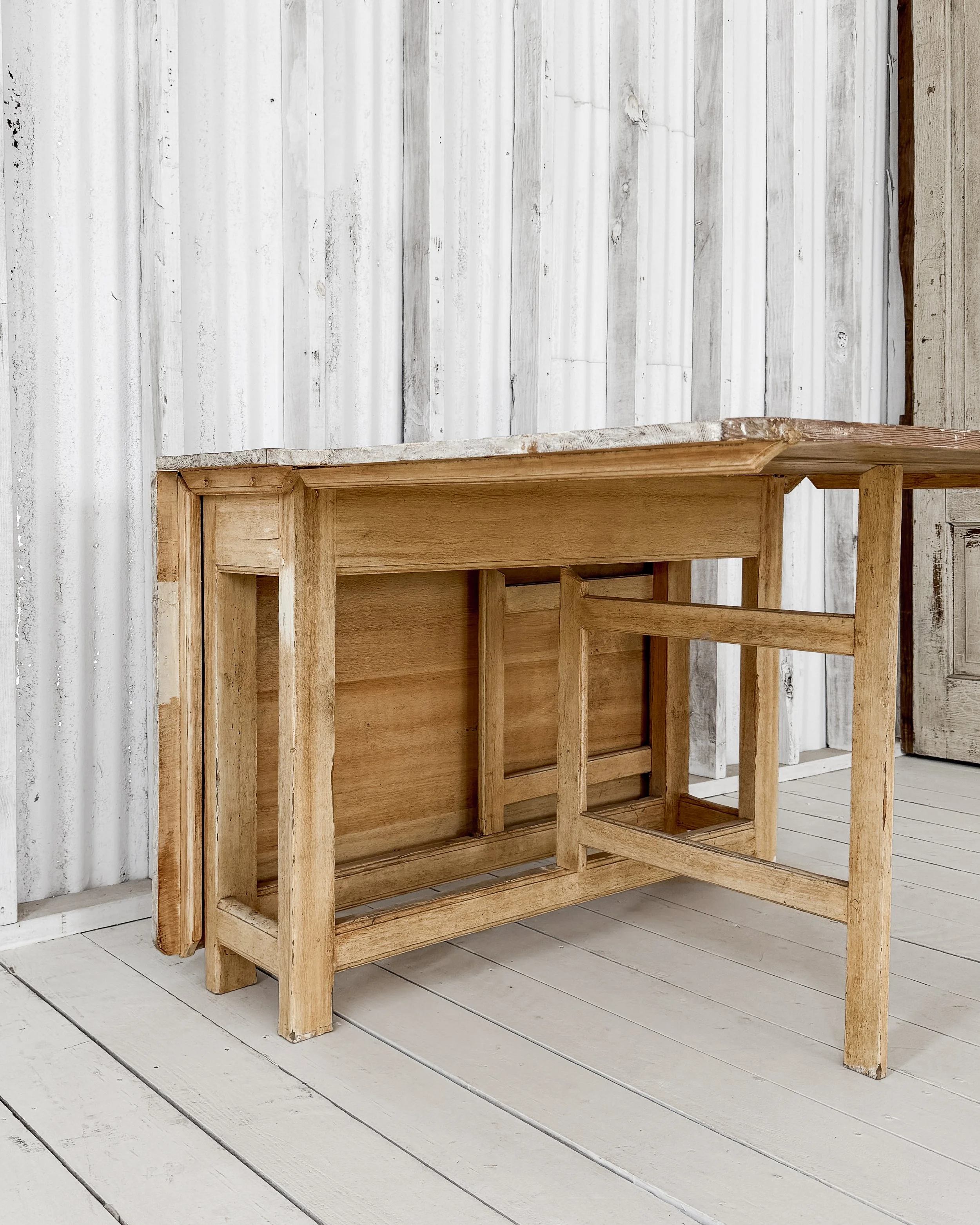 19th Century Swedish Pine Dry-Scraped Slagbord Table