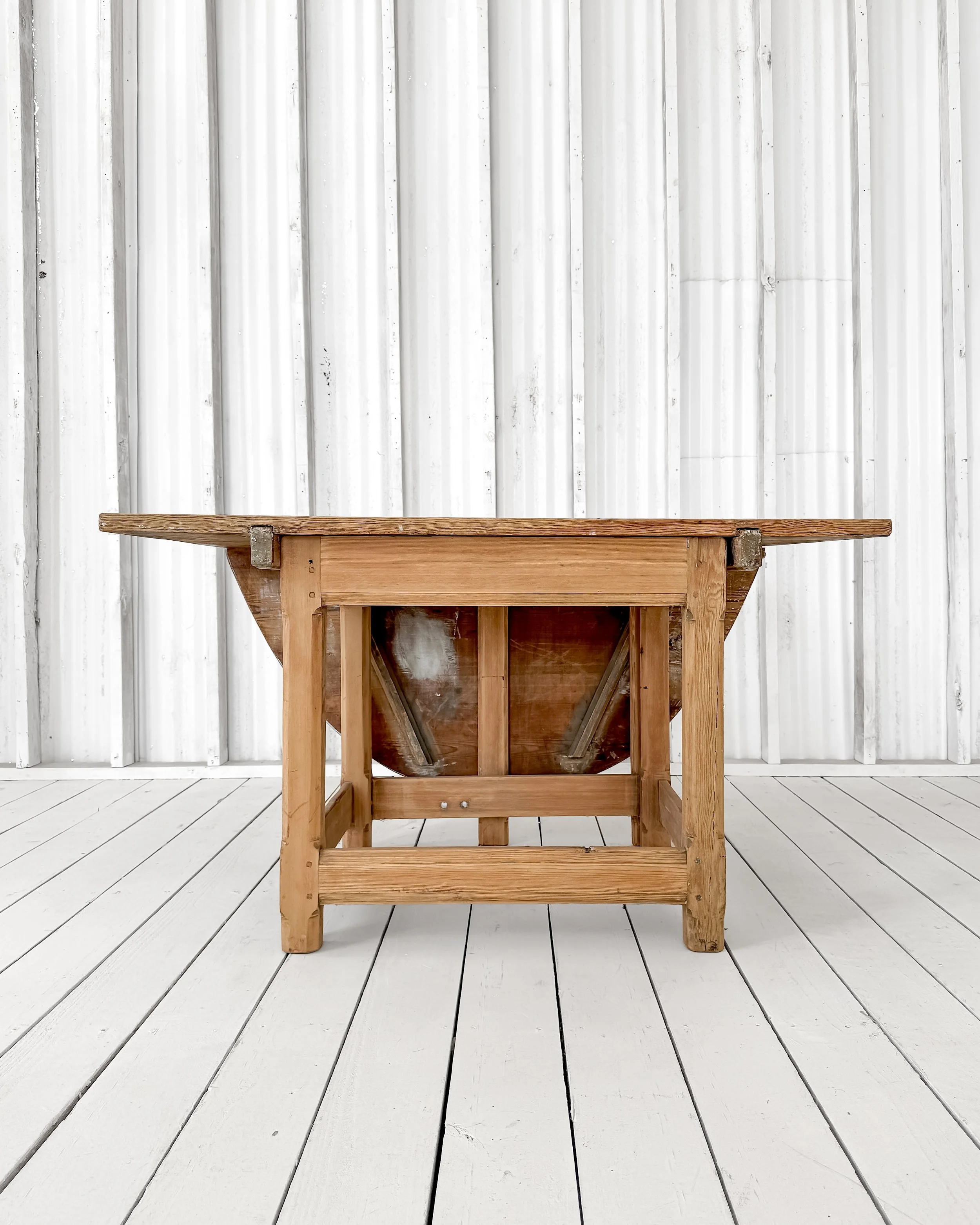 Antique Swedish Pine One-Sided Drop Leaf Table