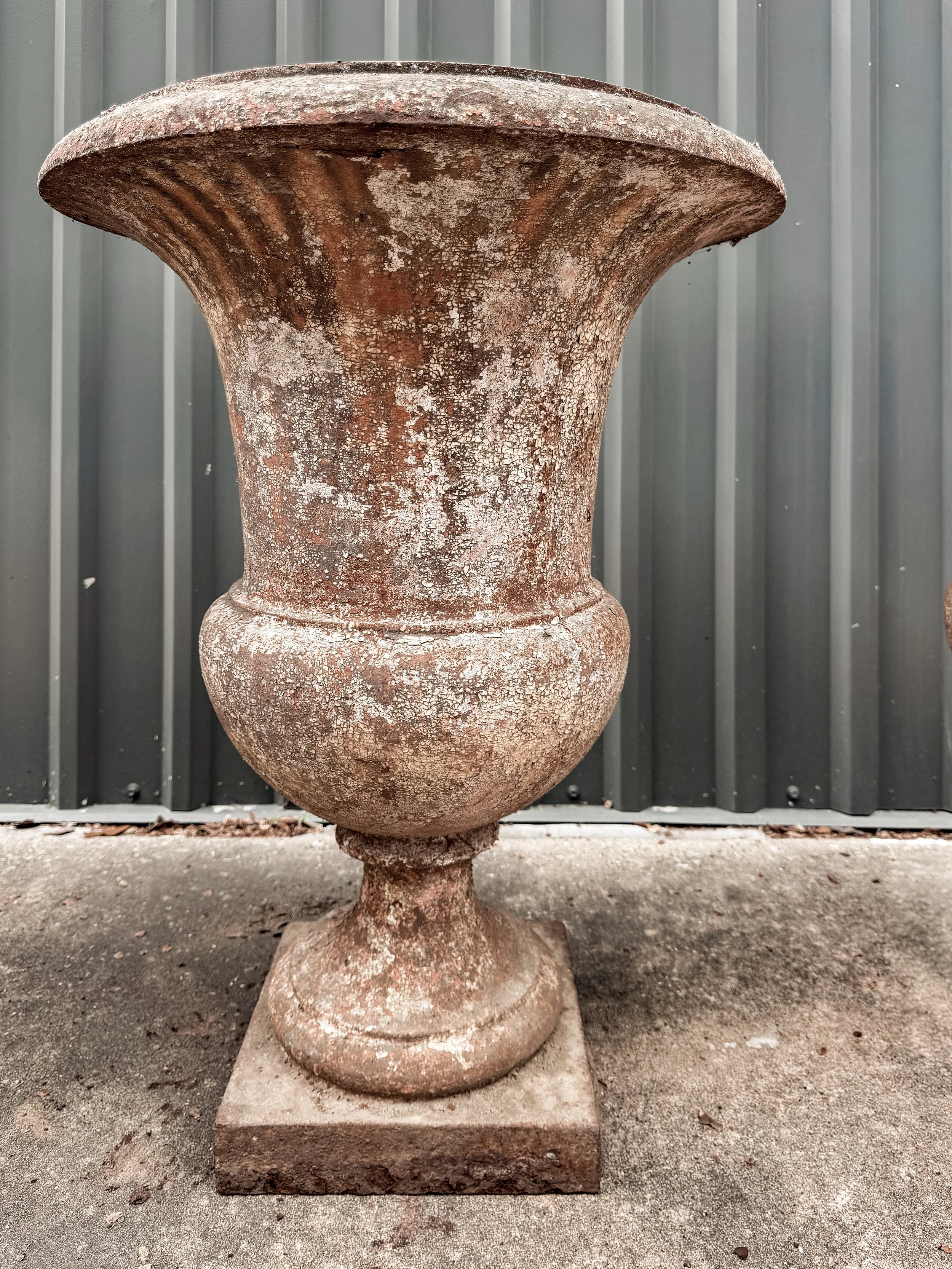 Antique French Cast Iron Medicis Campana Garden Urns