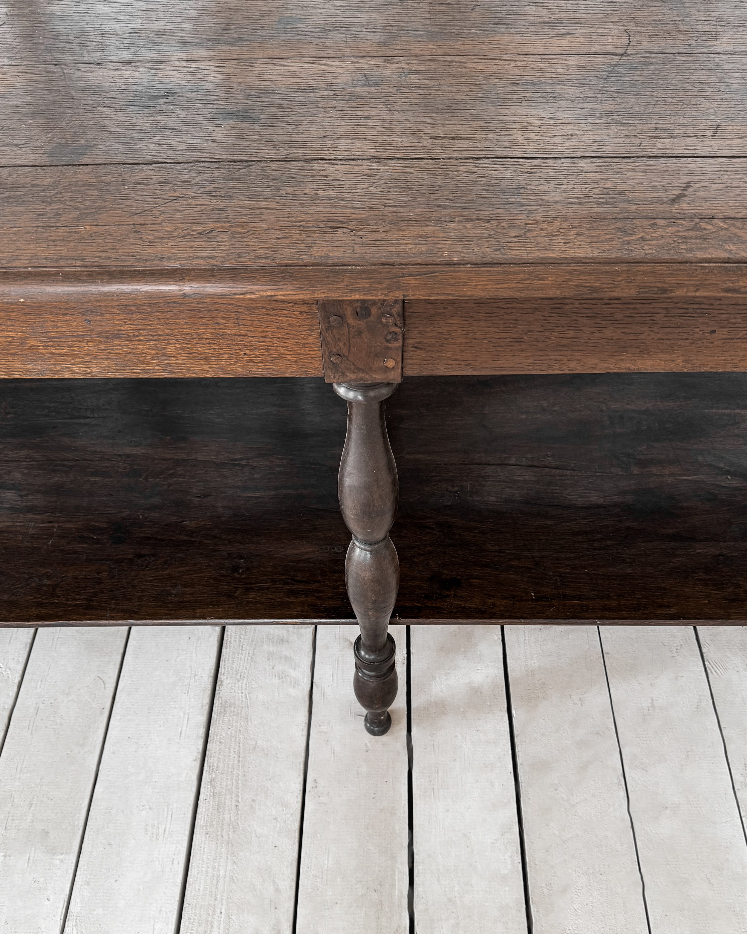 Antique French Draper's Table with Turned Legs