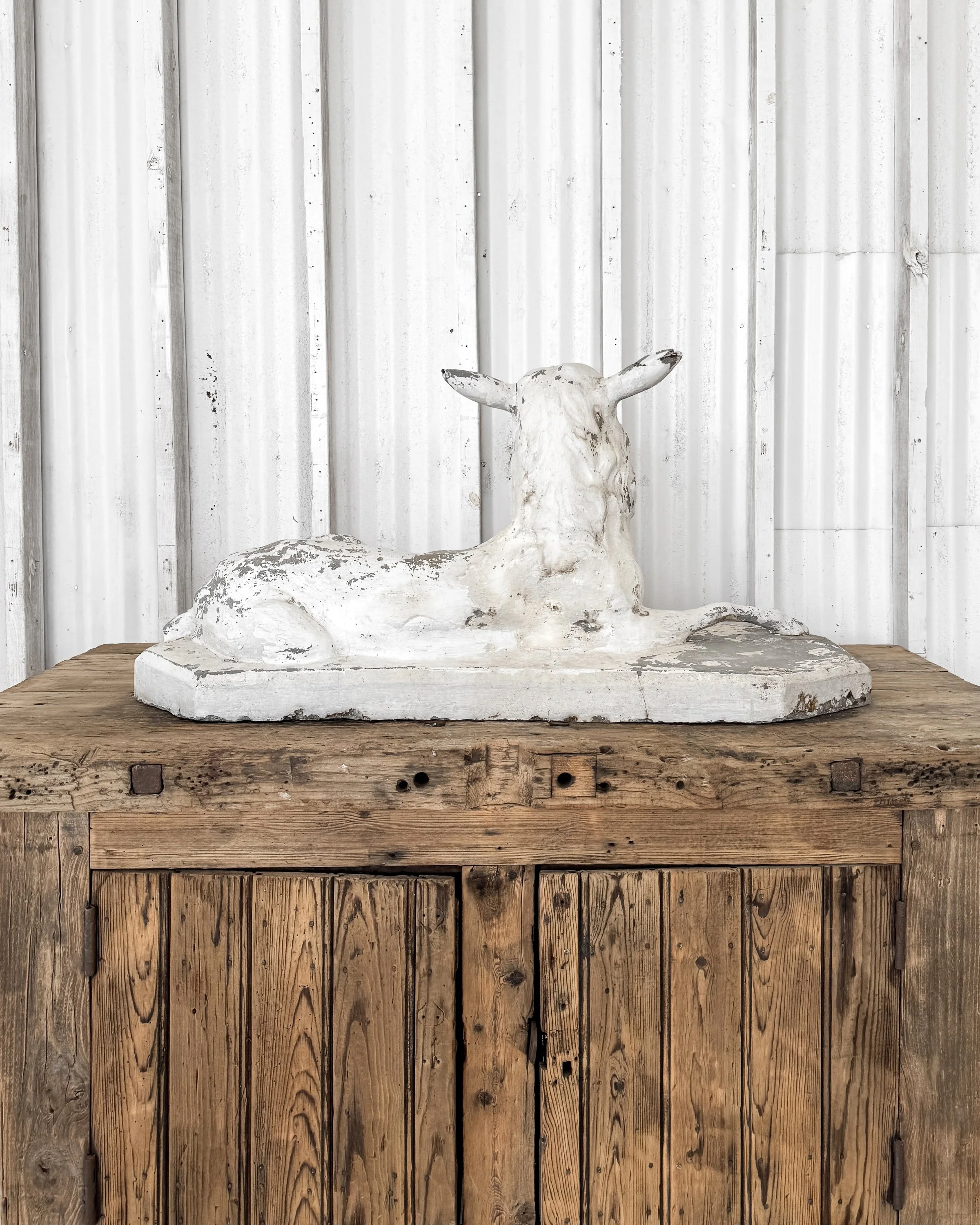 19th C. French Cast Cement Pastoral Stag Statue