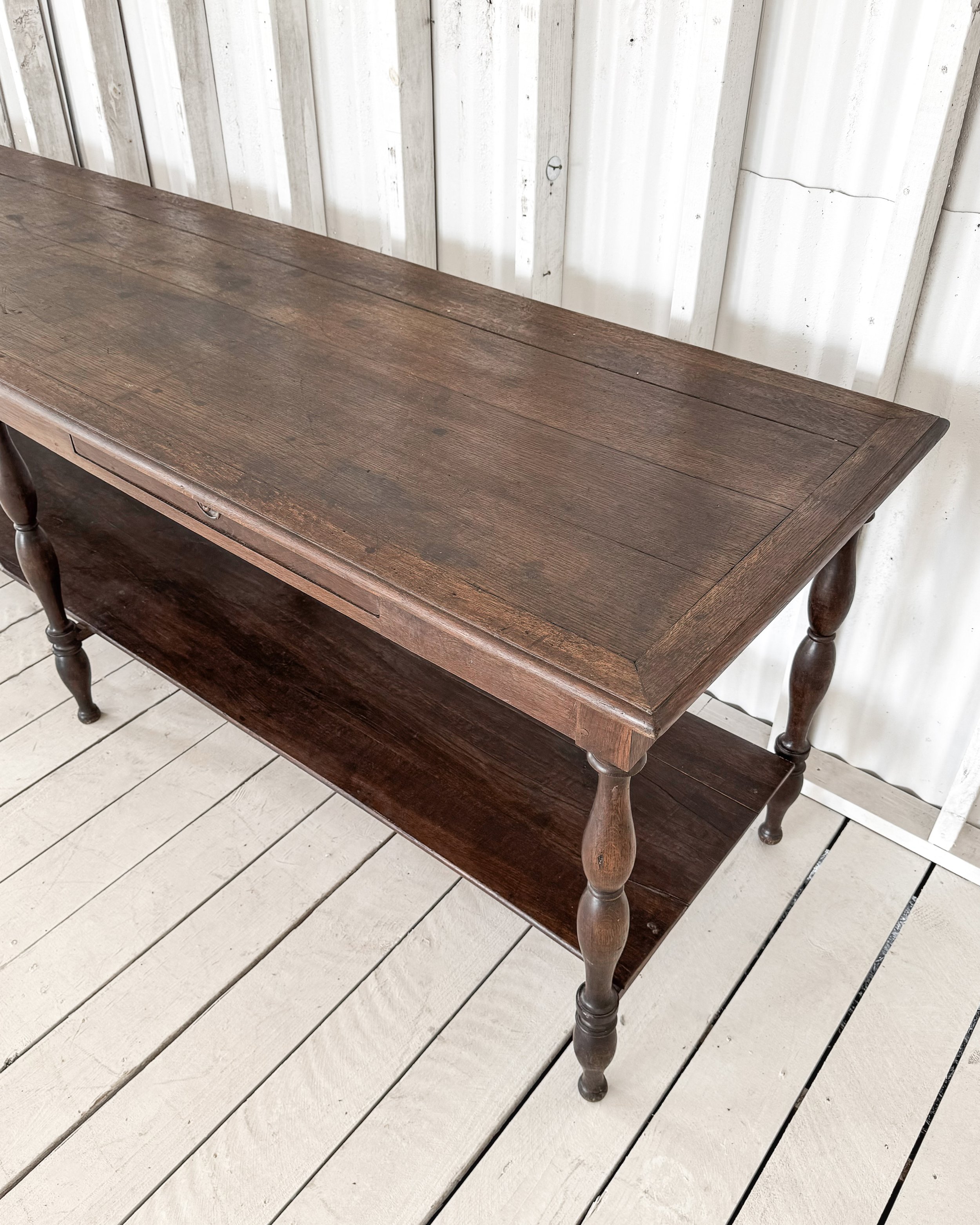 Antique French Draper's Table with Turned Legs