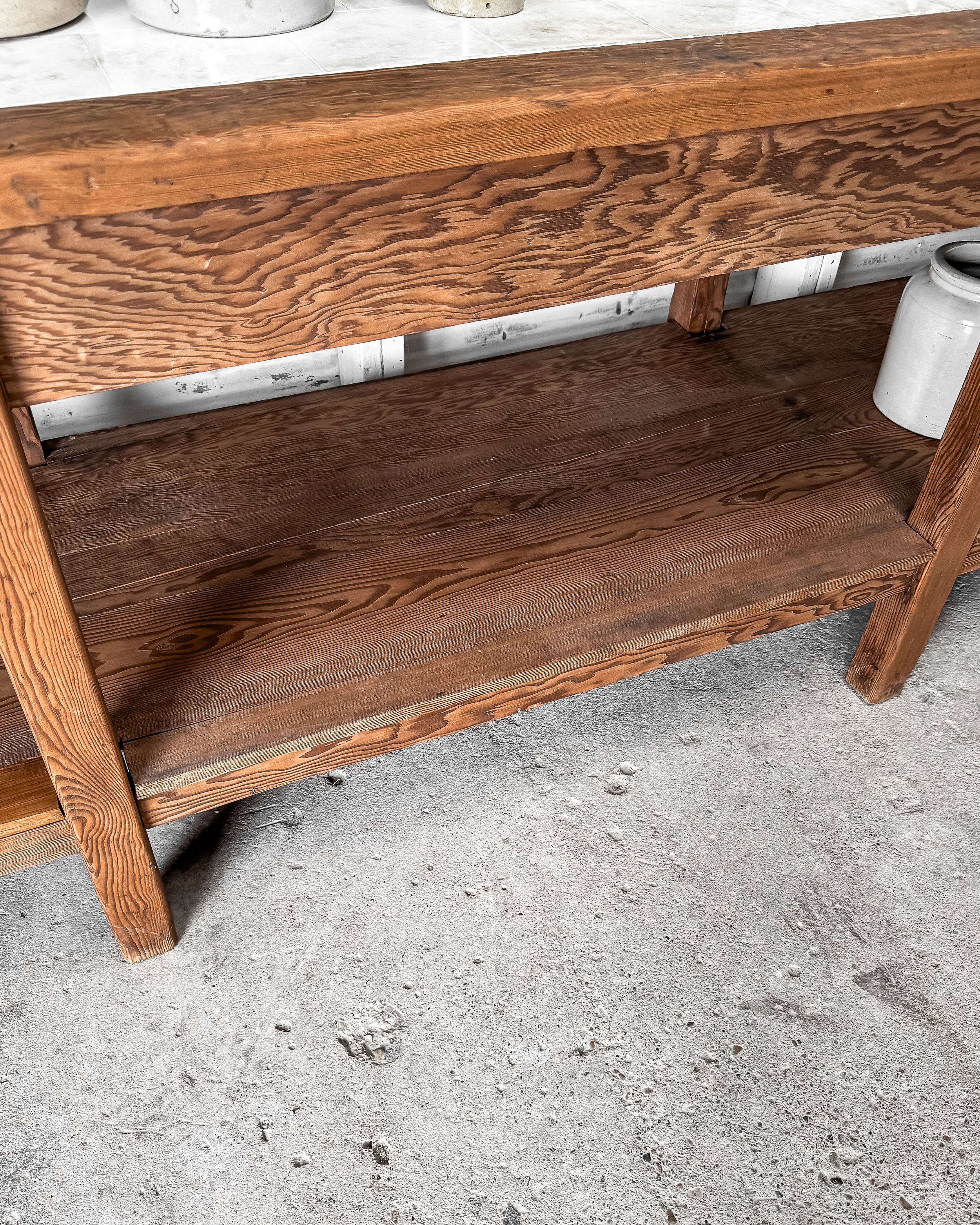 Antique Belgian Laboratory Table Kitchen Island