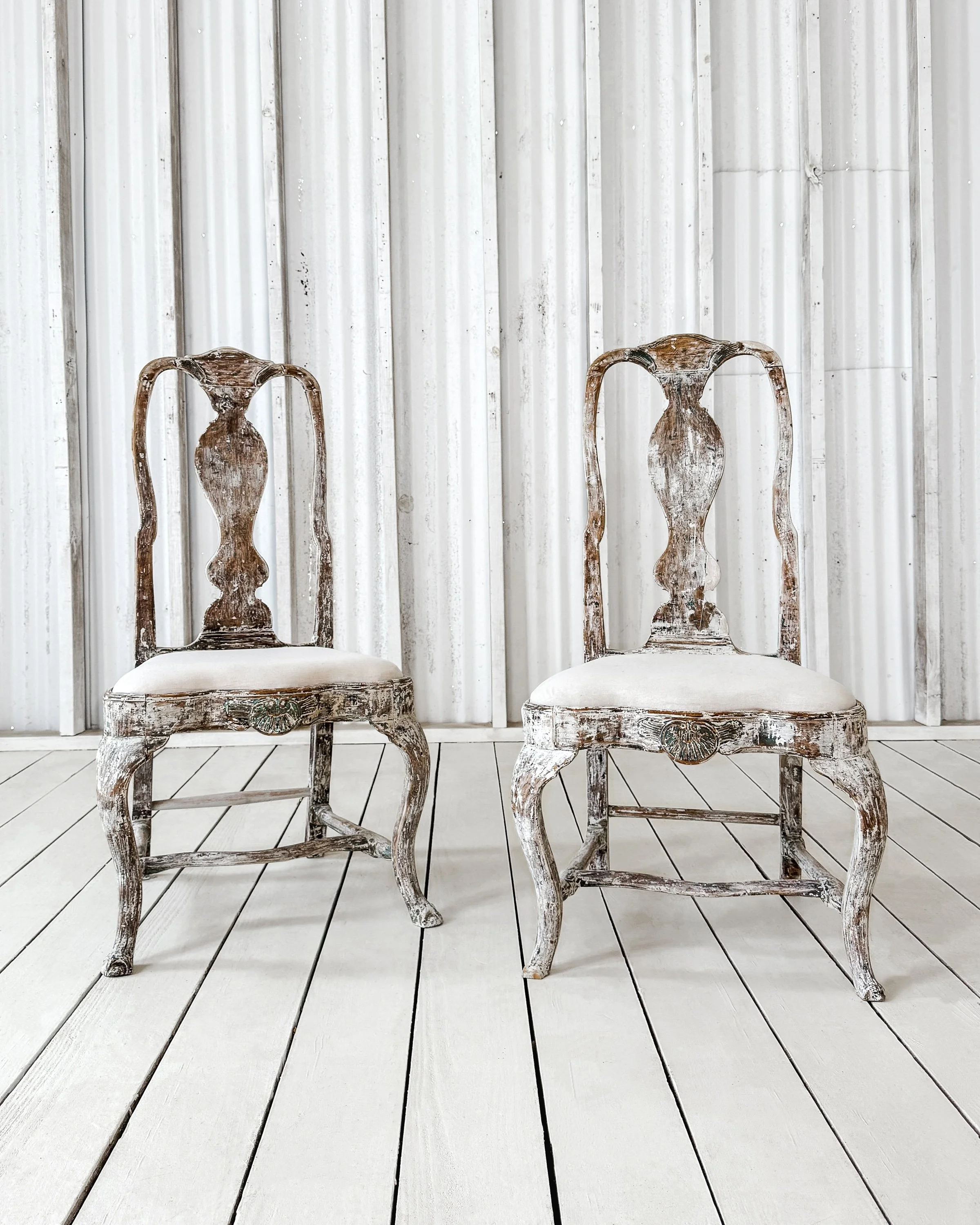 (Pair) Painted Swedish Baroque Chairs