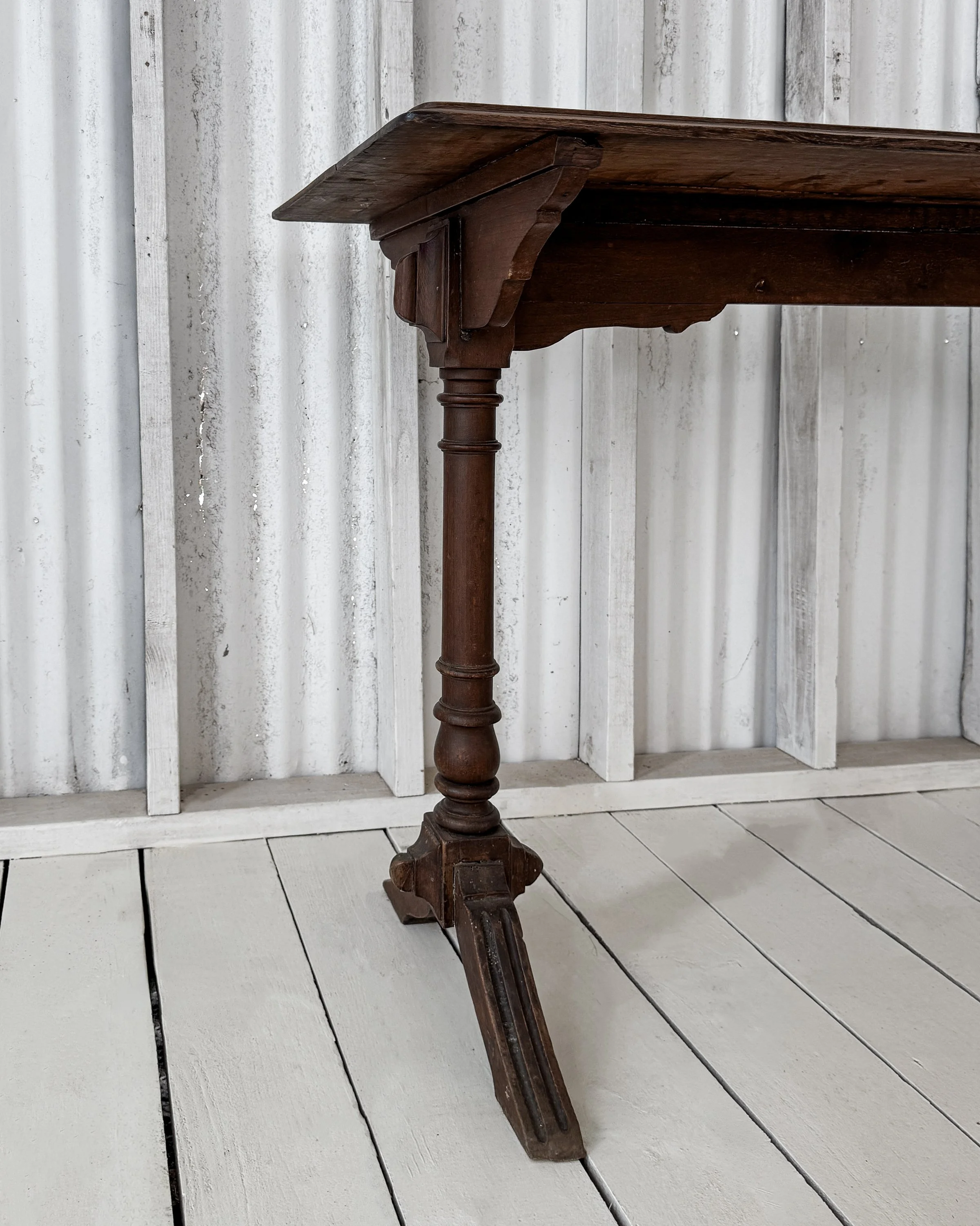 French Pine Bistro Table with Turned Legs