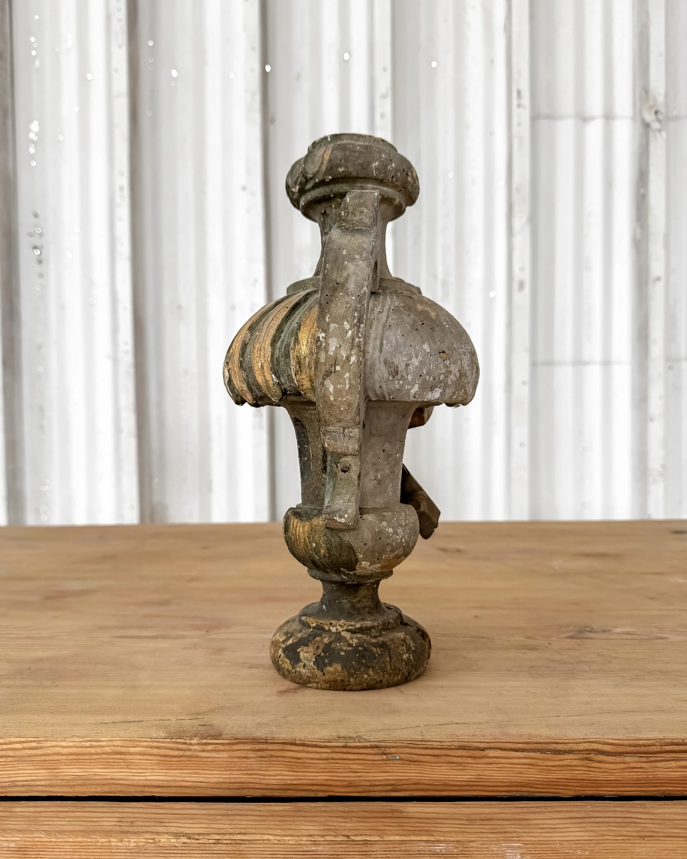 Antique French Wooden Fragment Candlestick Finials