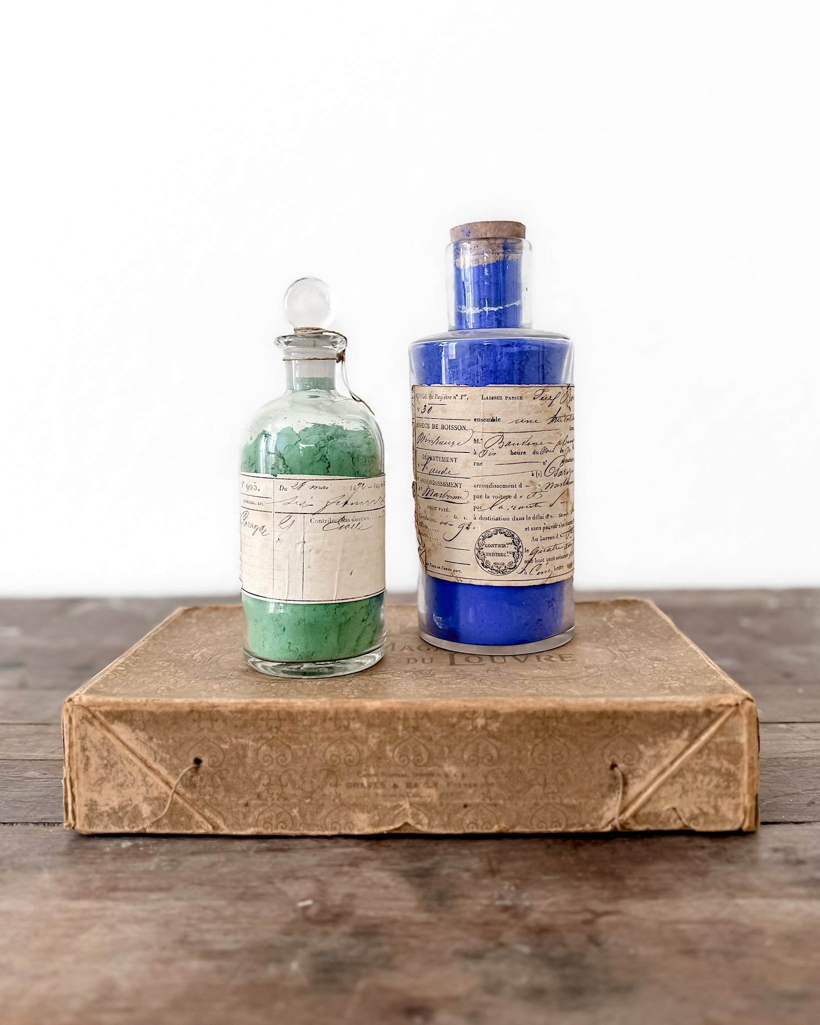19th Century French Paint Pigments in Glass Bottles