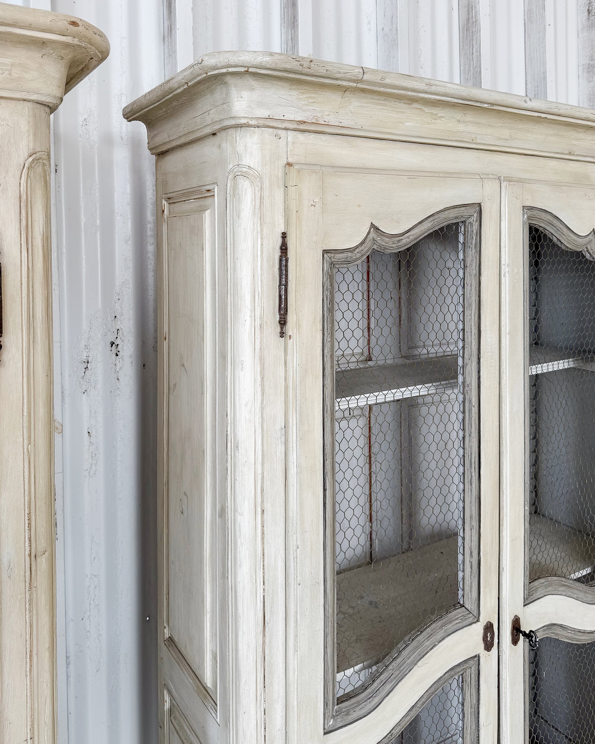 19th Century French Petite Bookcase with Wire Mesh Doors