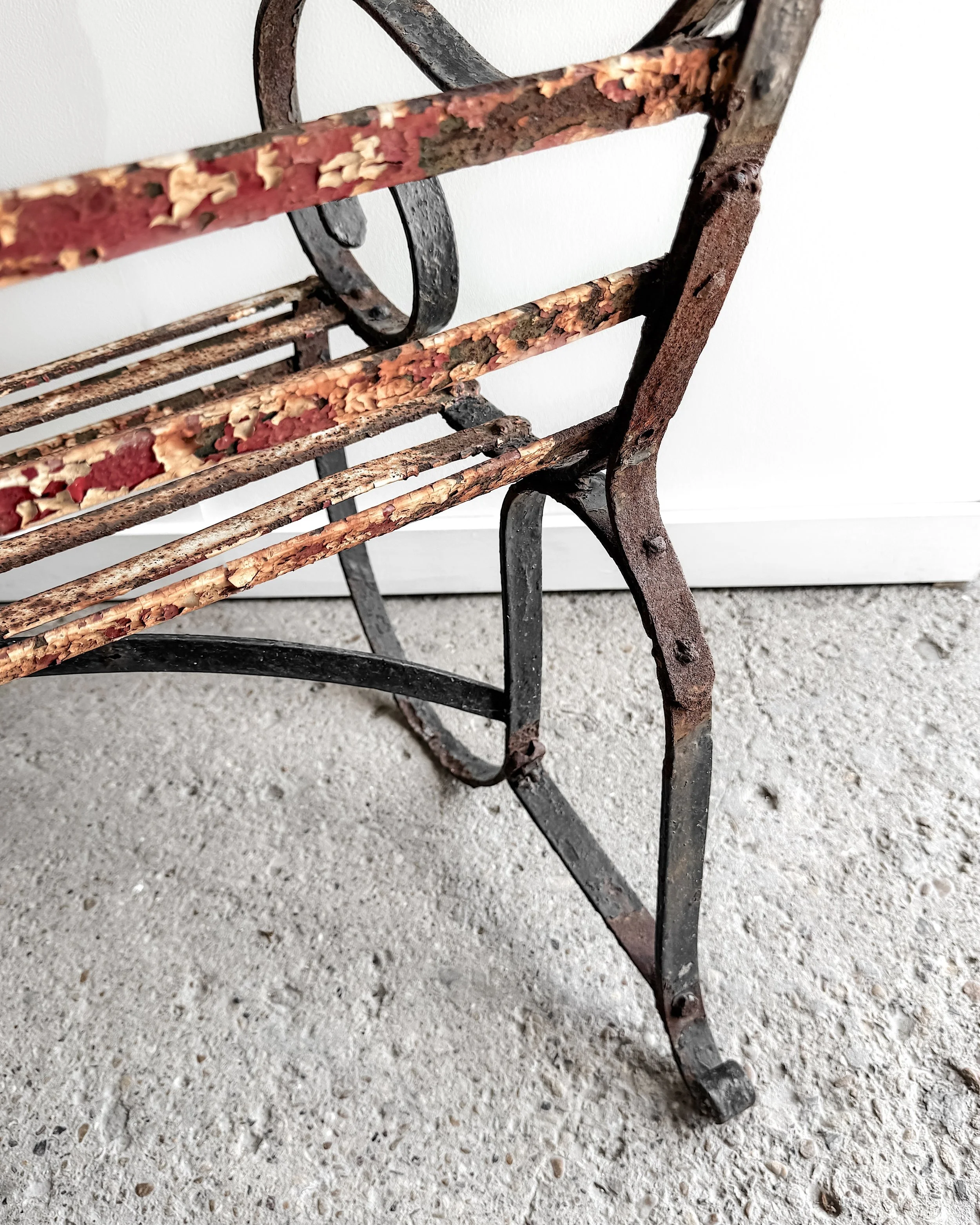 19th Century French Iron Slatted Garden Bench