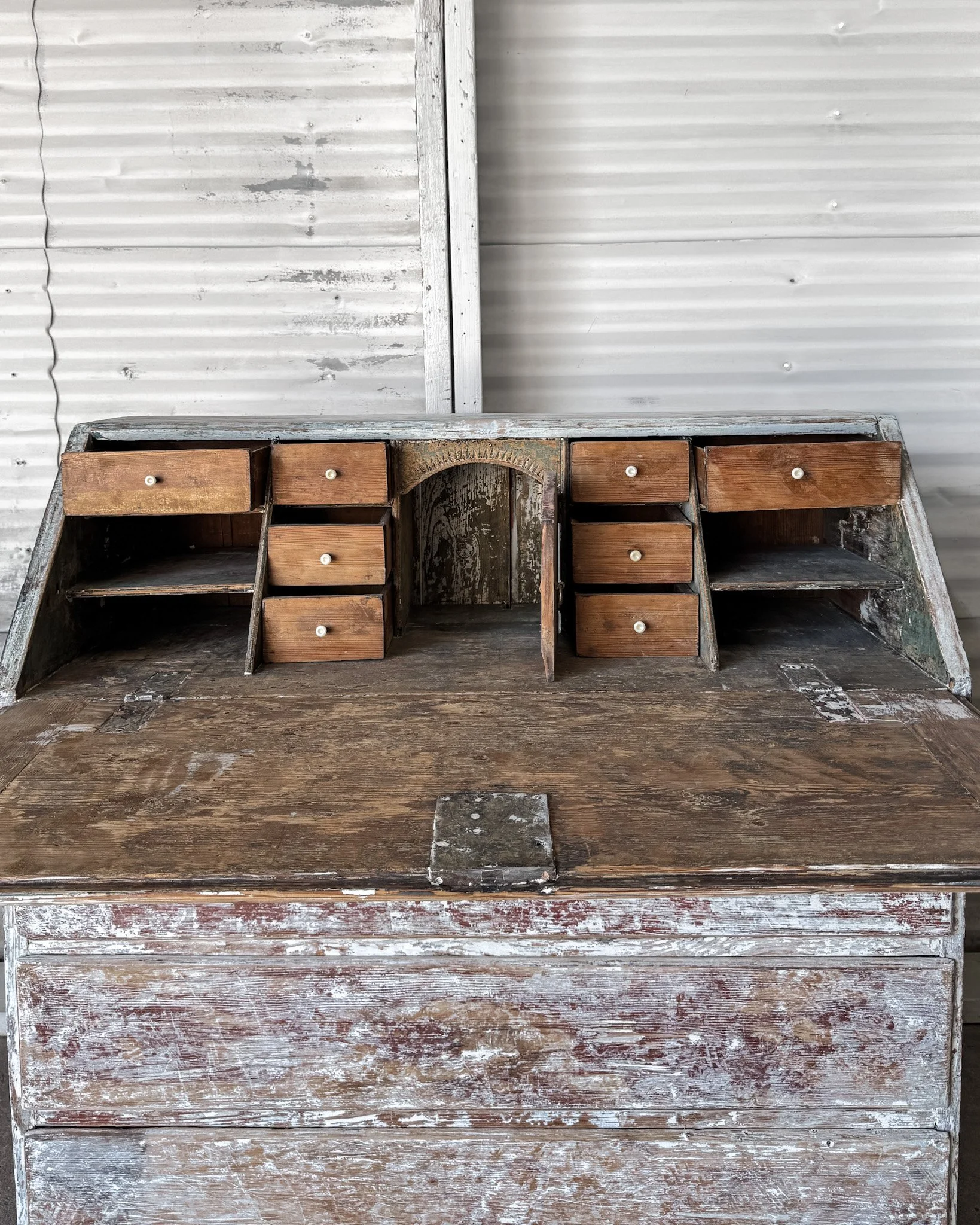19th C. Swedish Writing Bureau with Dragged Paint