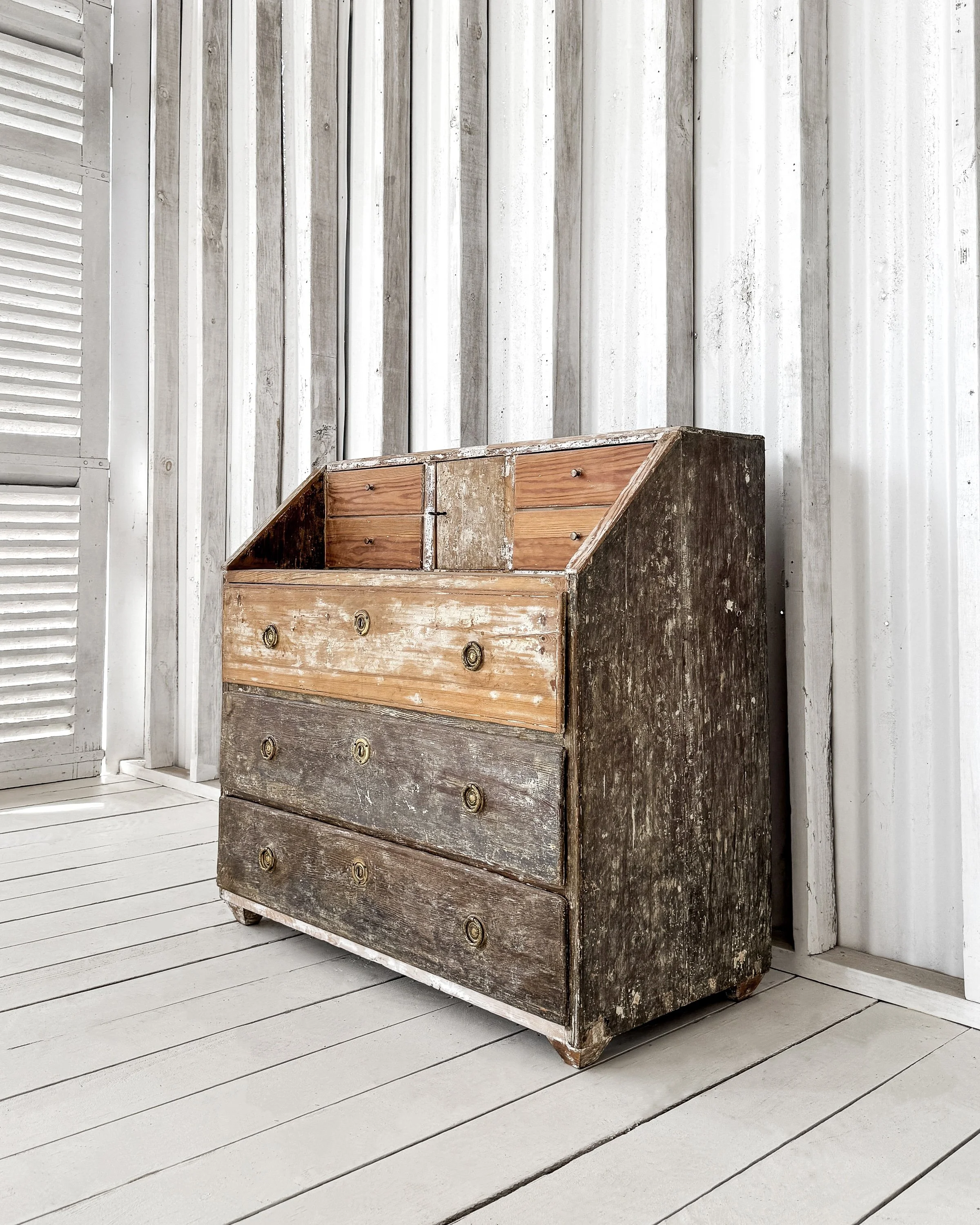 18th Century Swedish Gustavian Writing Bureau in Dry-Scraped Pine
