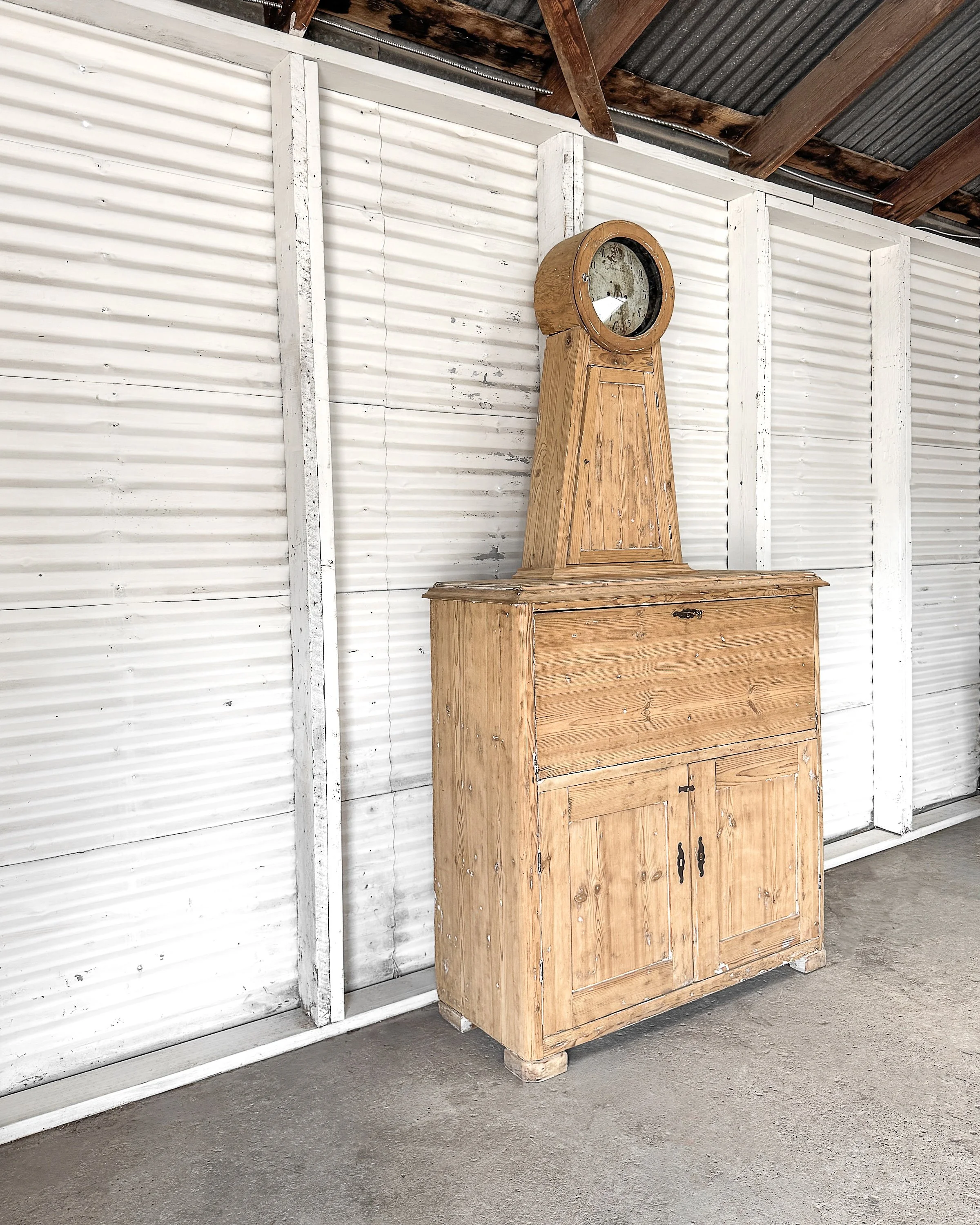 Antique Swedish Gustavian Mora Clock Writing Desk