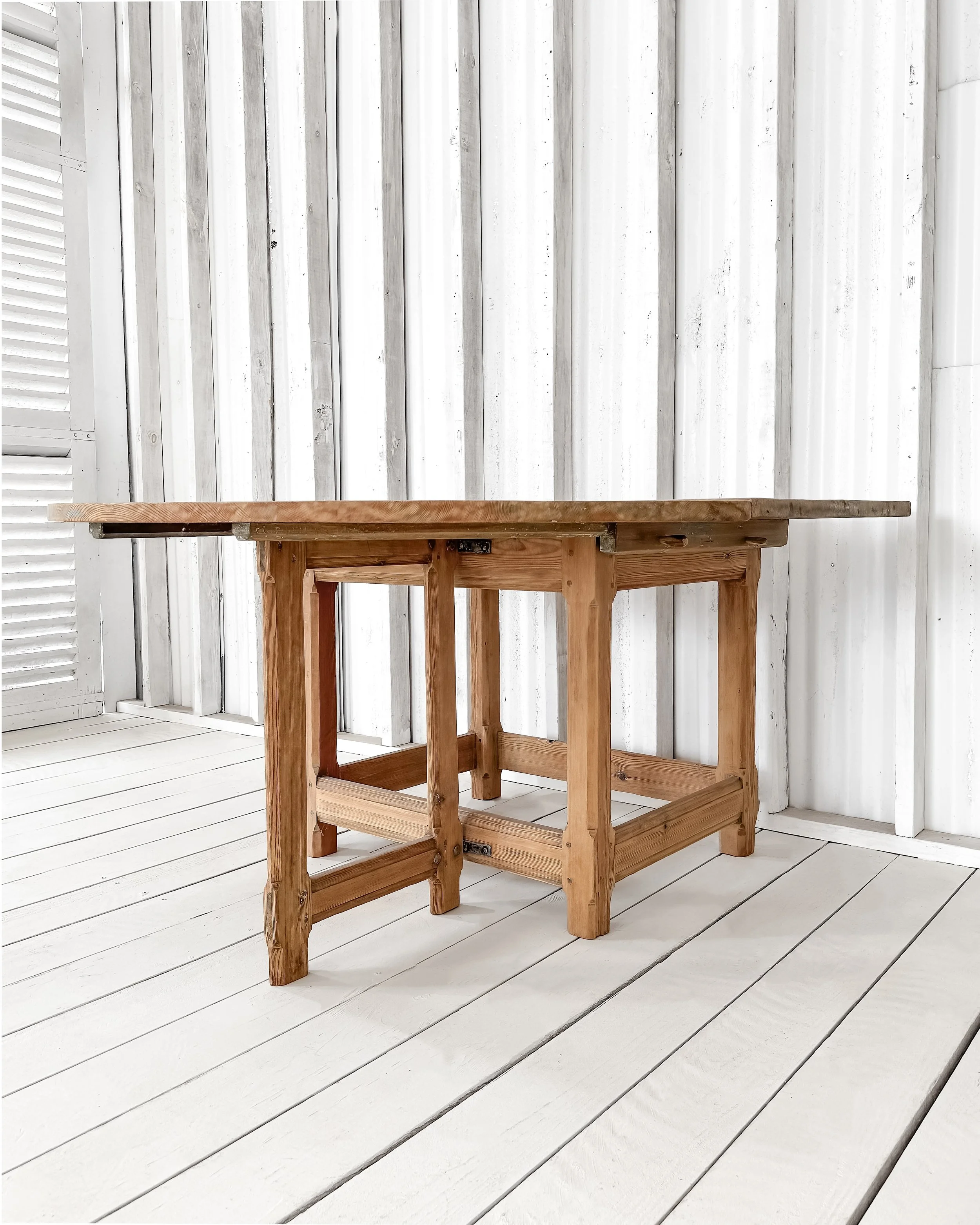 Antique Swedish Pine One-Sided Drop Leaf Table