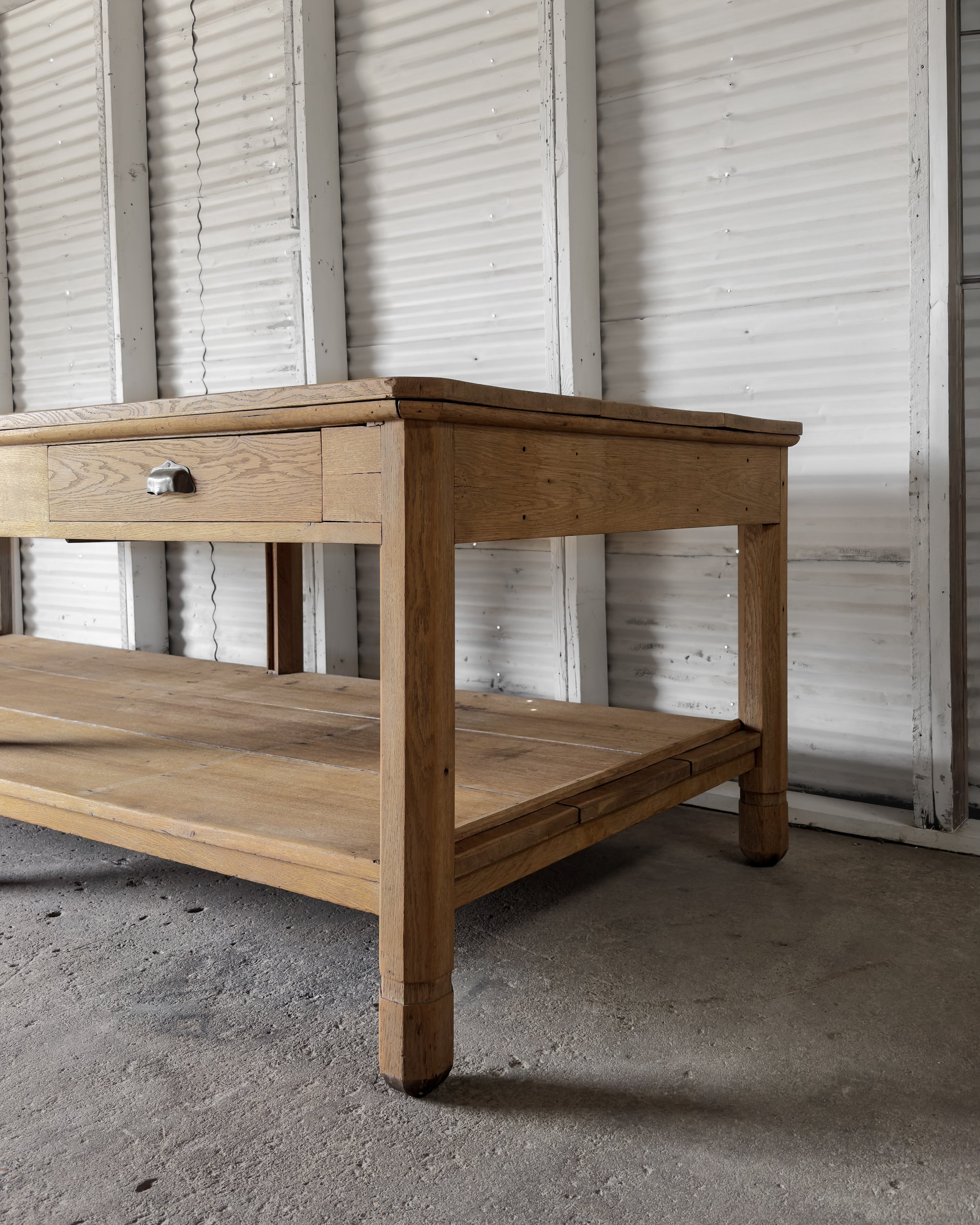 Antique English Oak Work Table | Kitchen Island