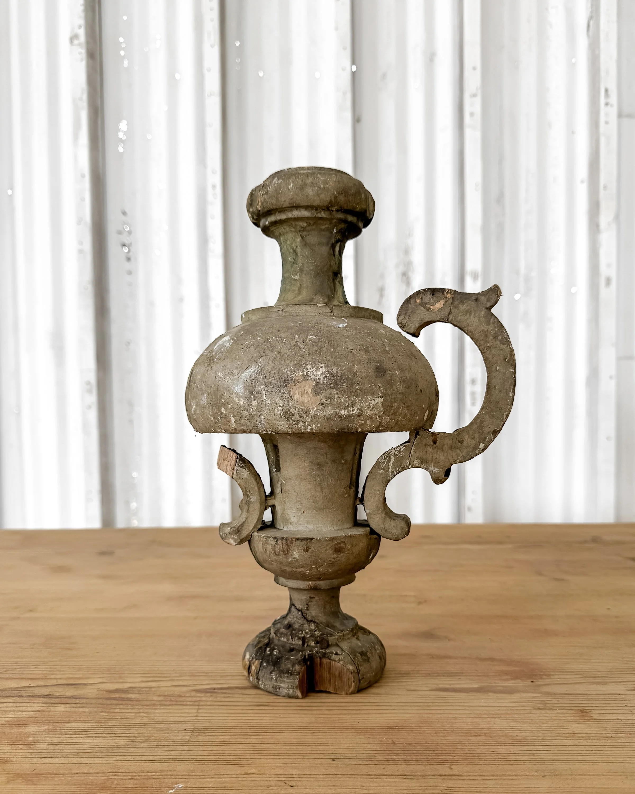 Antique French Wooden Fragment Candlestick Finials