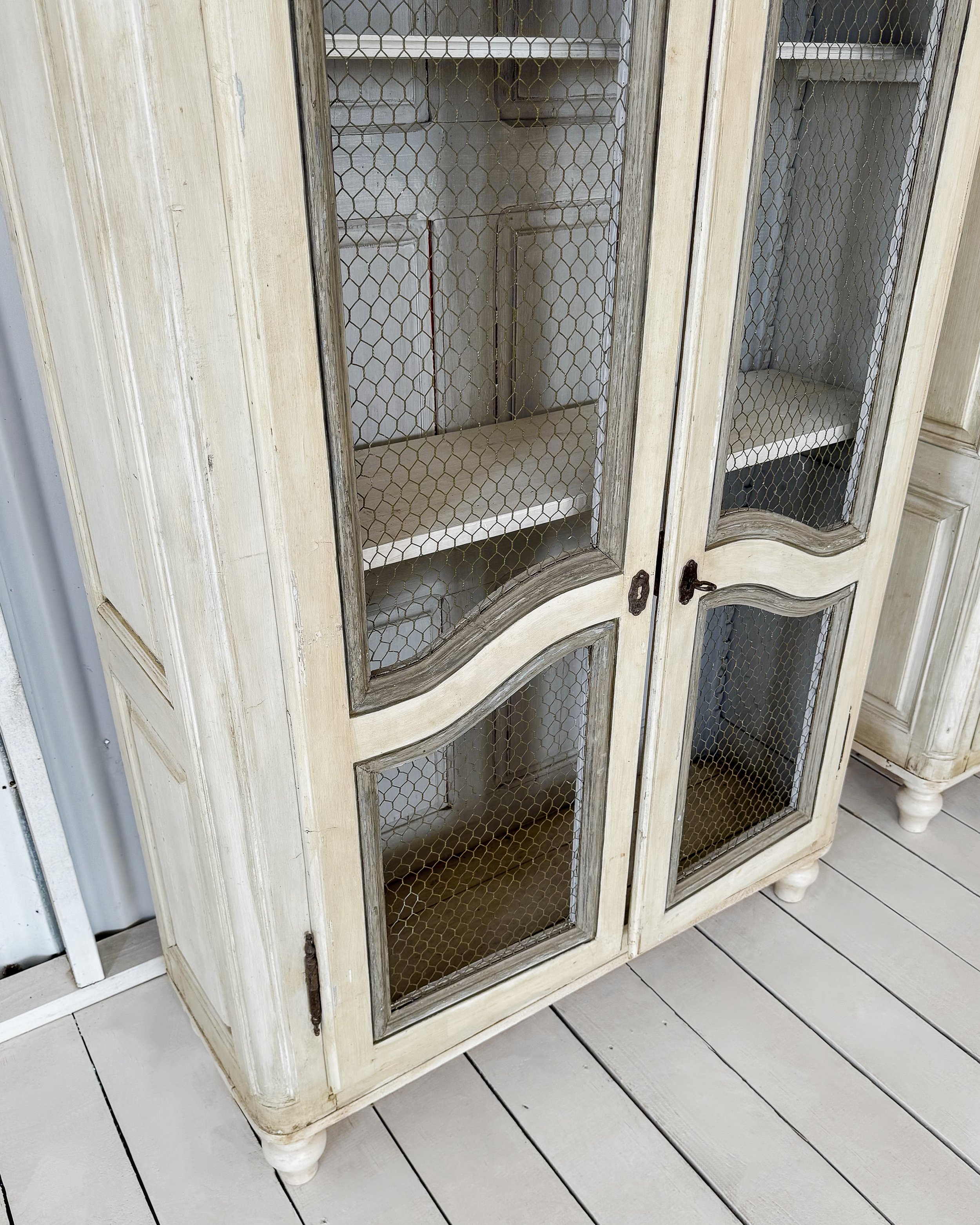 19th Century French Petite Bookcase with Wire Mesh Doors