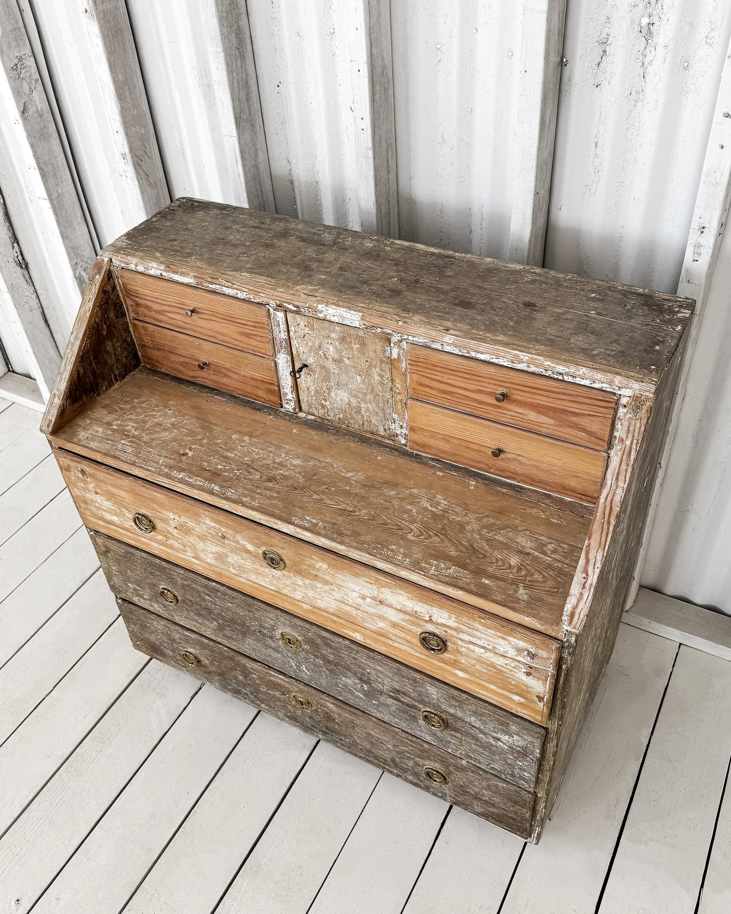18th Century Swedish Gustavian Writing Bureau in Dry-Scraped Pine