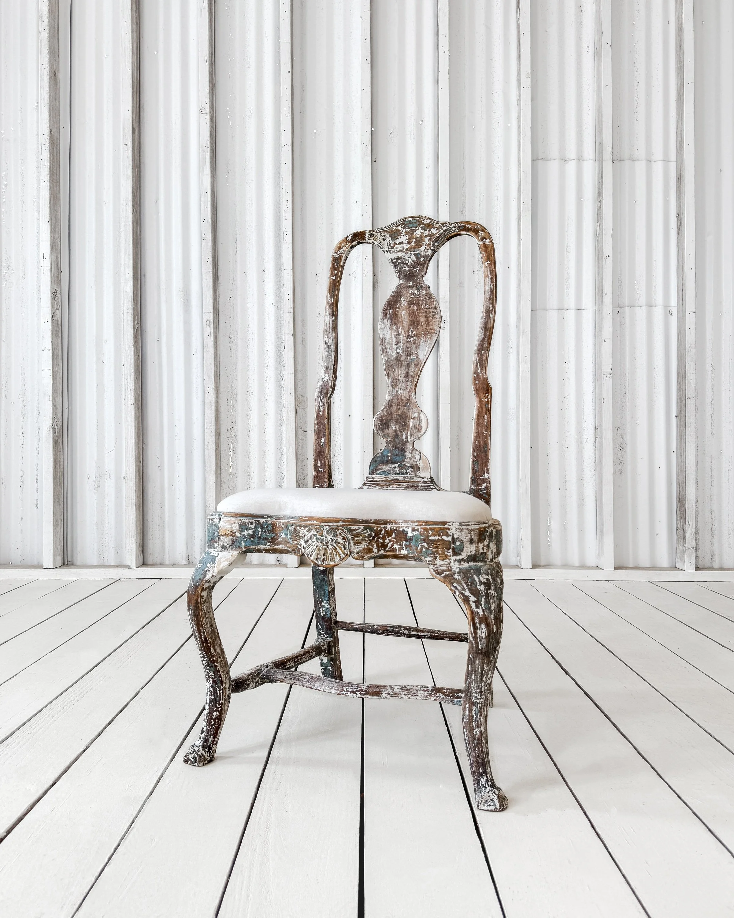 Antique Swedish Baroque Painted Chair