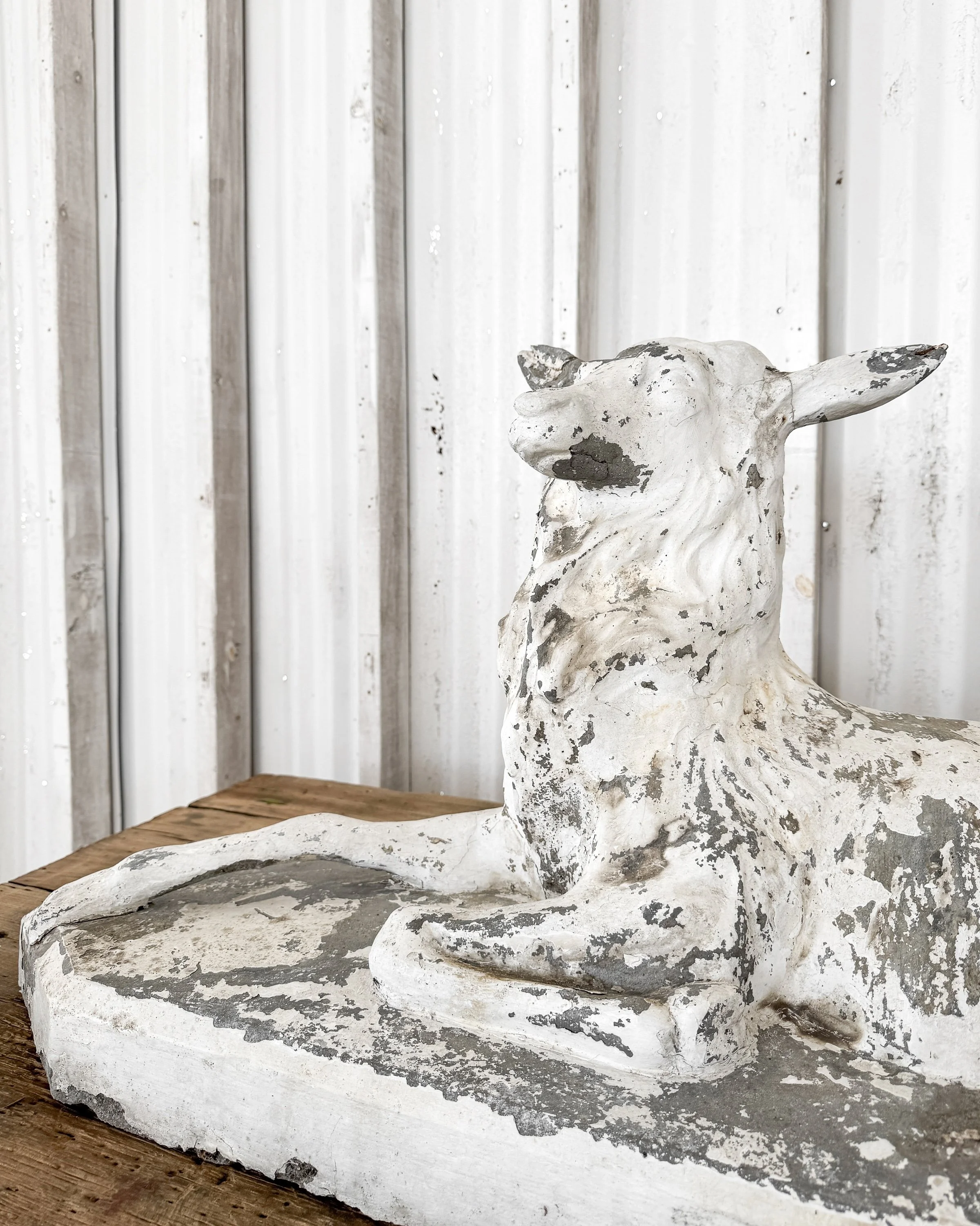 19th C. French Cast Cement Pastoral Stag Statue