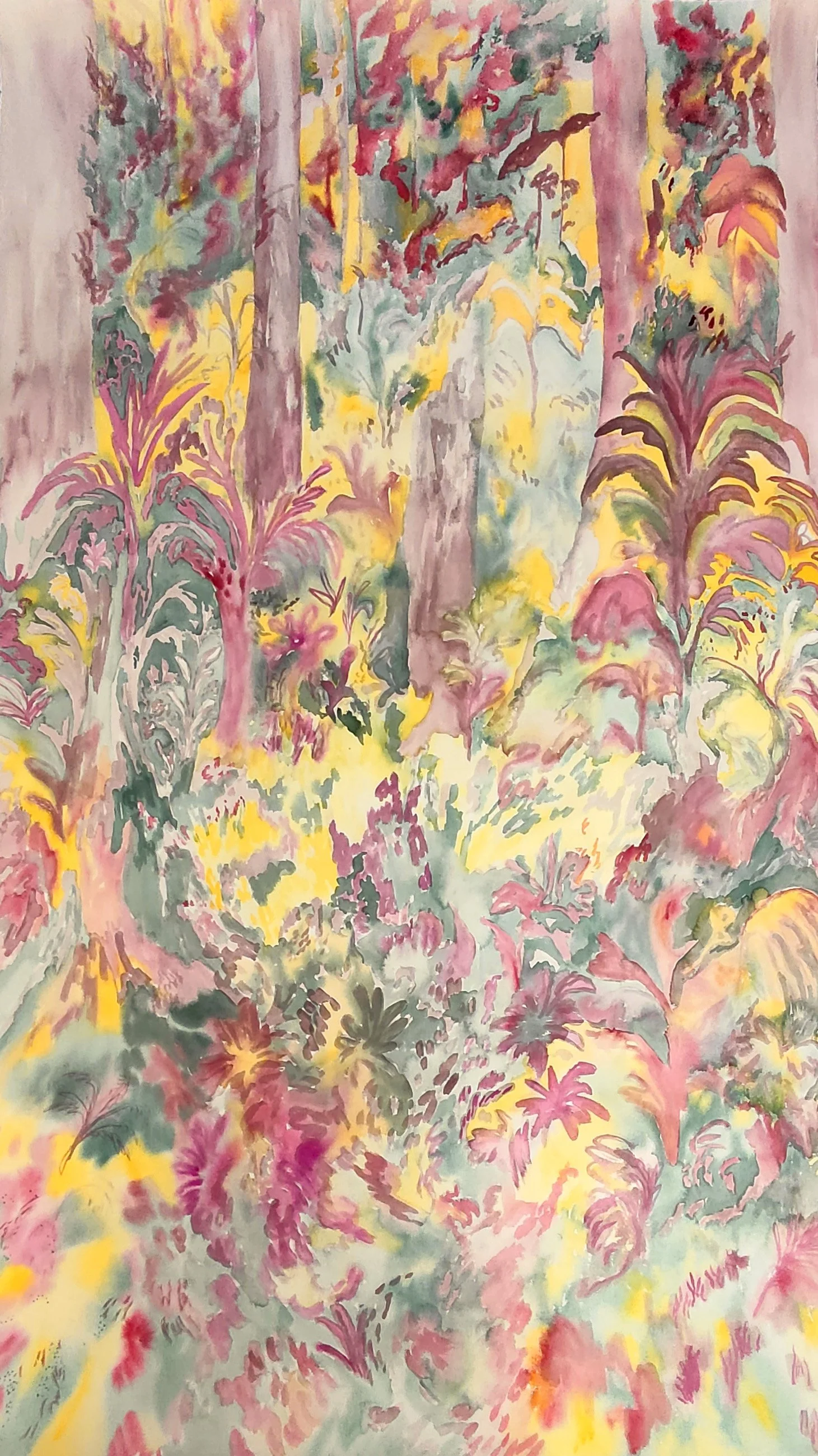 Feux de joie, aquarelle, 190x114cm, 2026