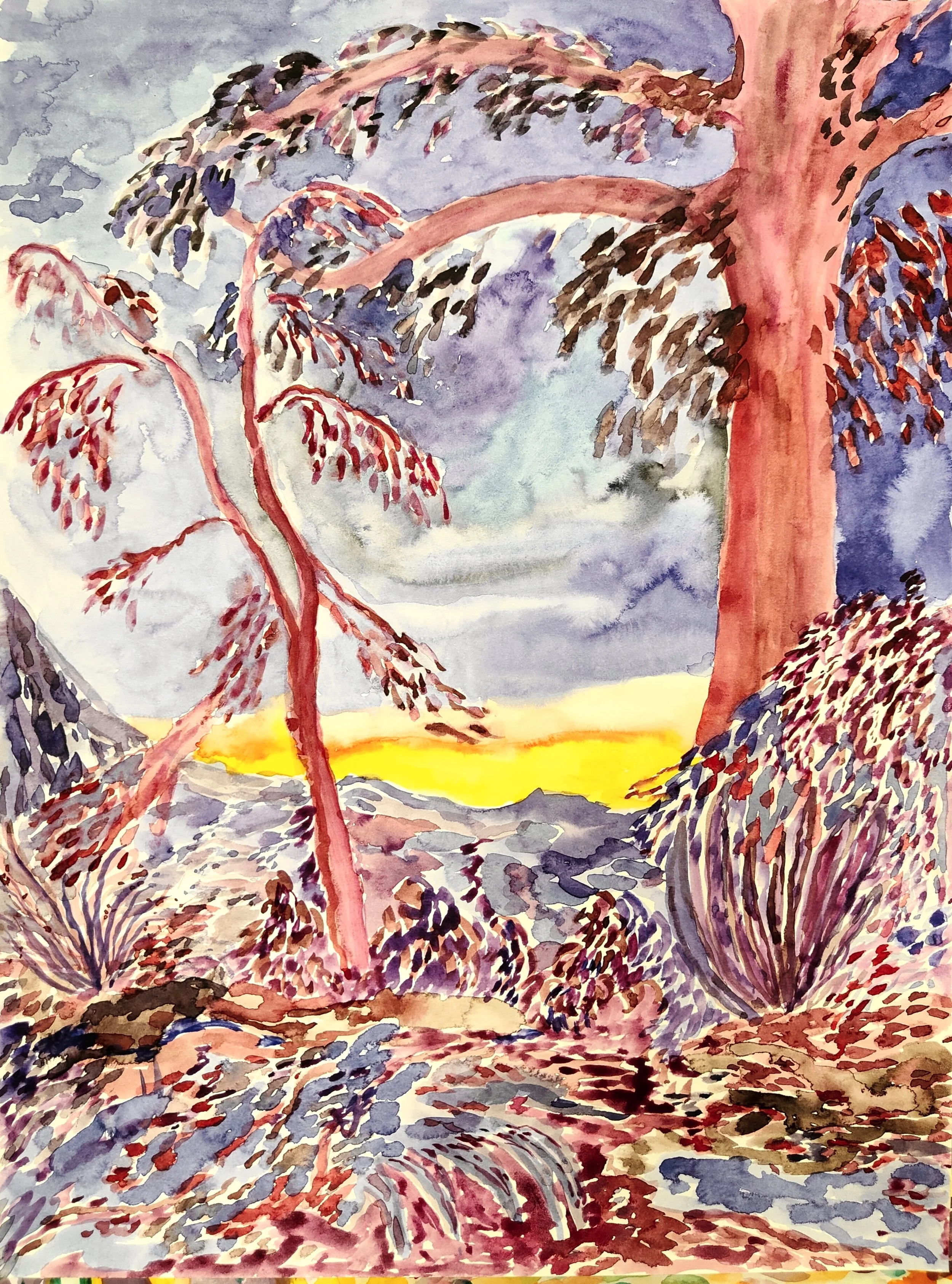 Cendres d'hiver, aquarelle, 30x40cm, 2025
