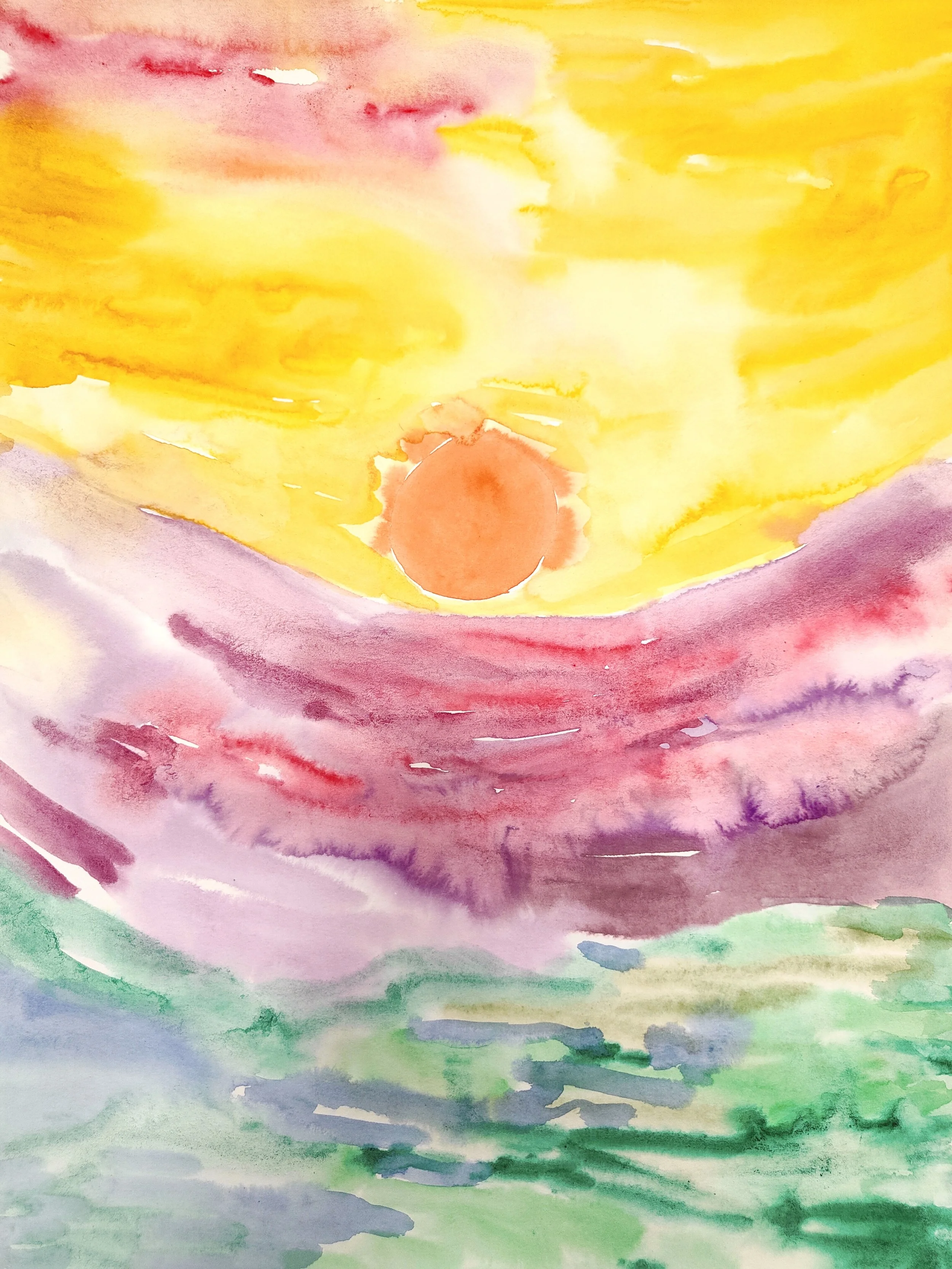 coucher de soleil 3, aquarelle, 30x40cm, 2026
