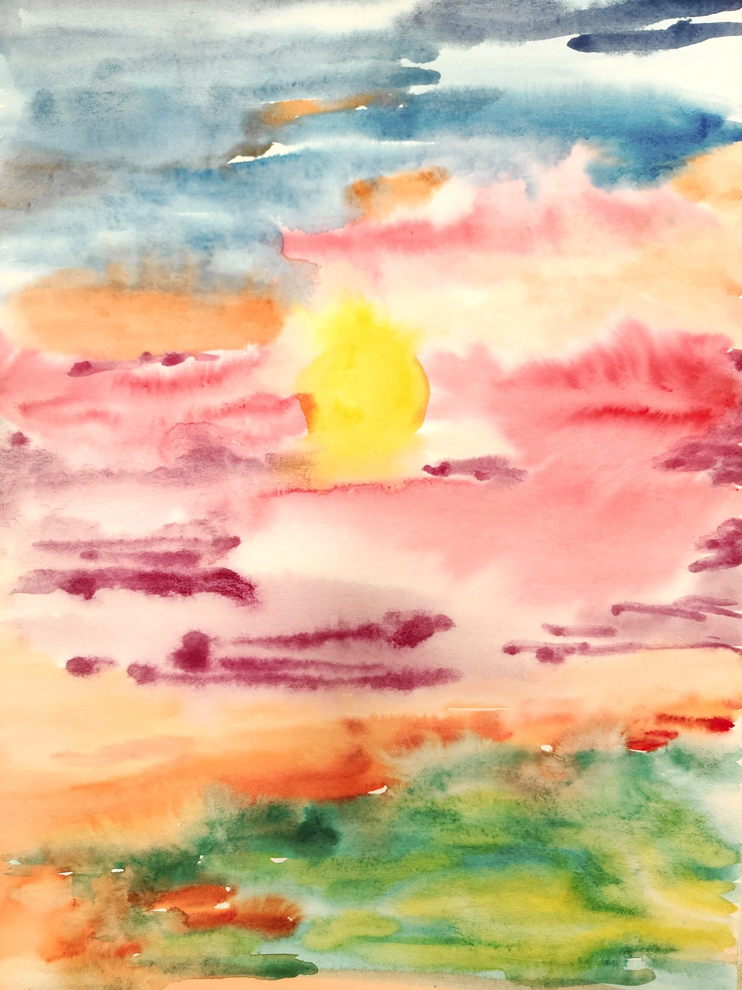 coucher de soleil 2, aquarelle, 30x40cm, 2026