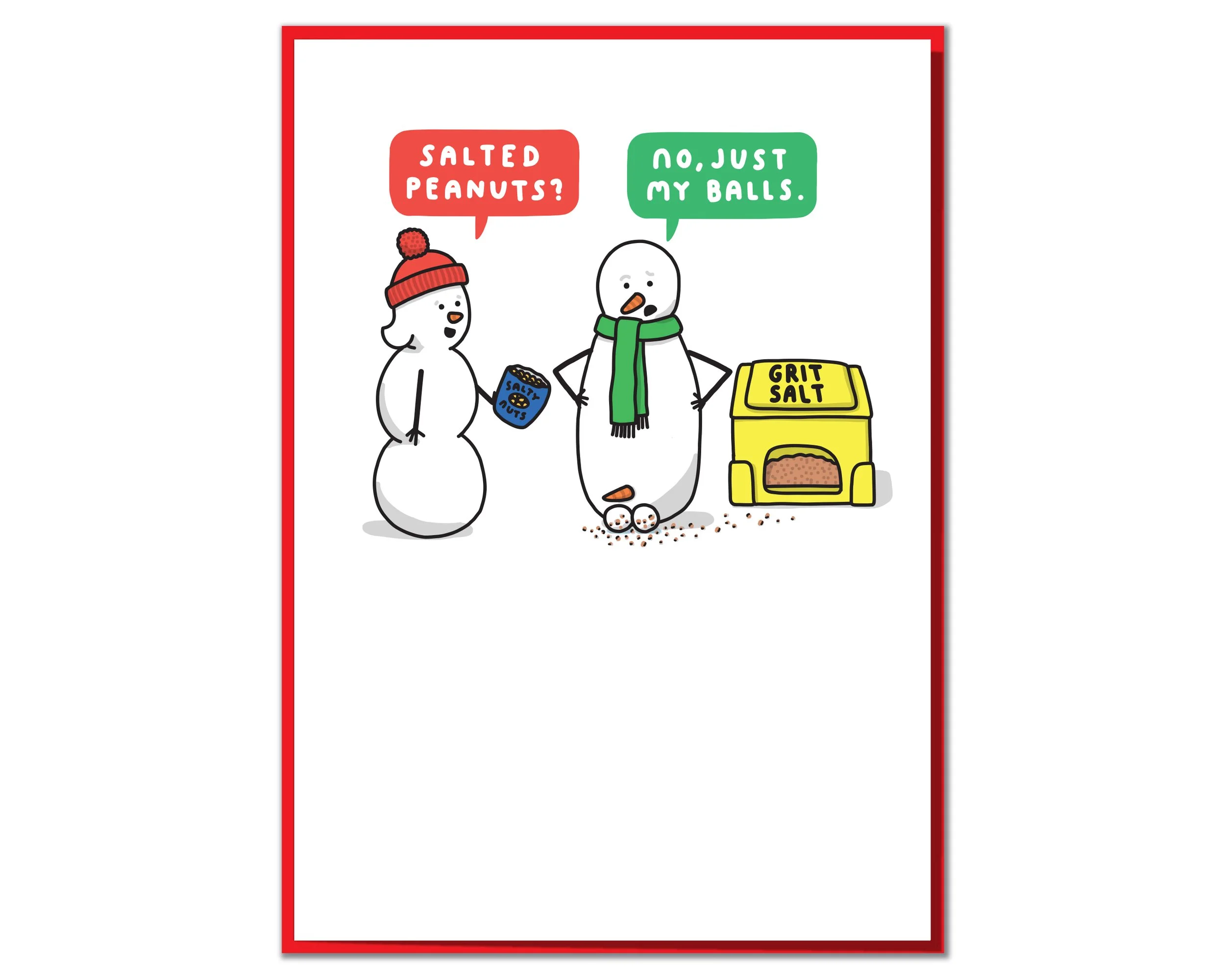 Funny Christmas Card: Salted Peanuts Snowman (120mm x 170mm)