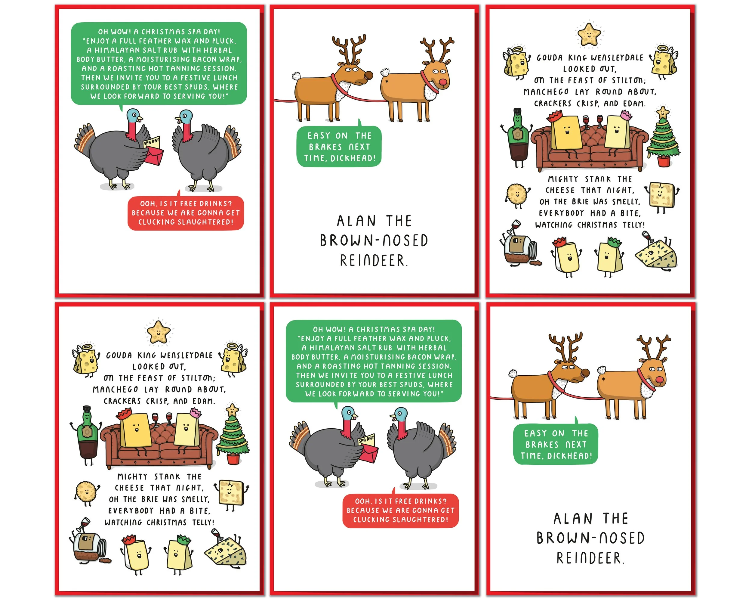 Six Pack Of Funny Christmas Cards