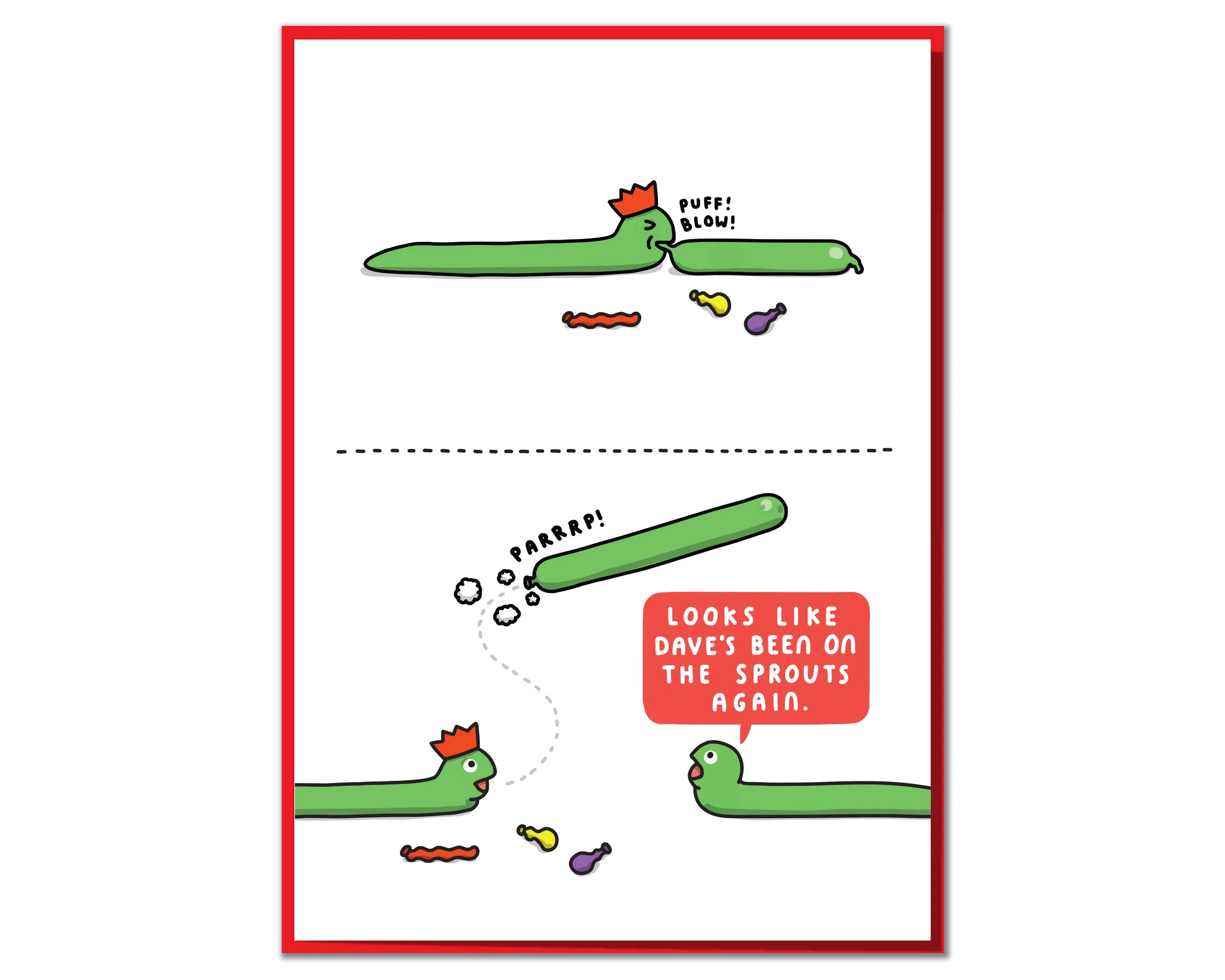 Funny Christmas Card: Dave On The Sprouts (120mm x 170mm)