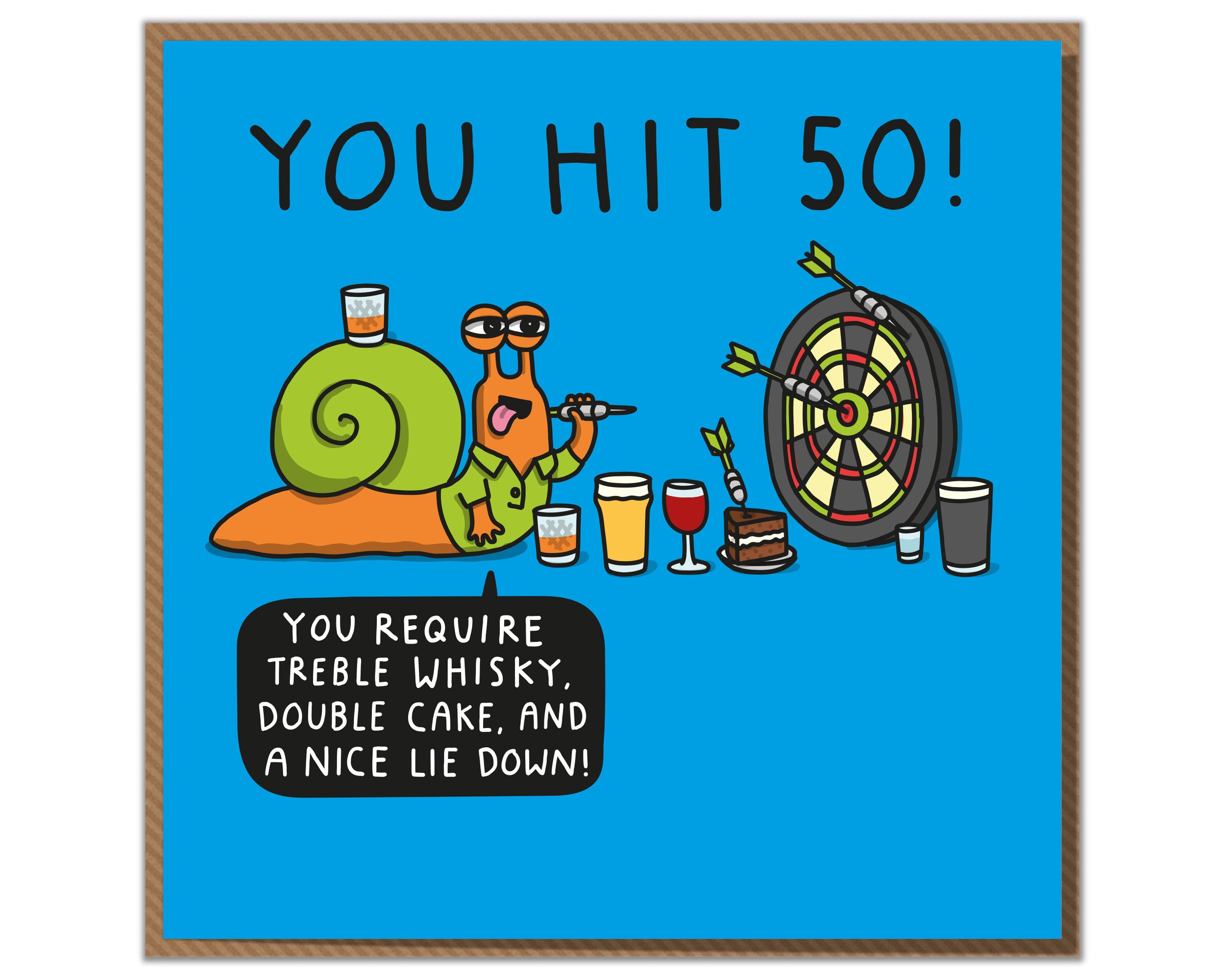 You Hit 50. Funny Darts 50th Birthday Card