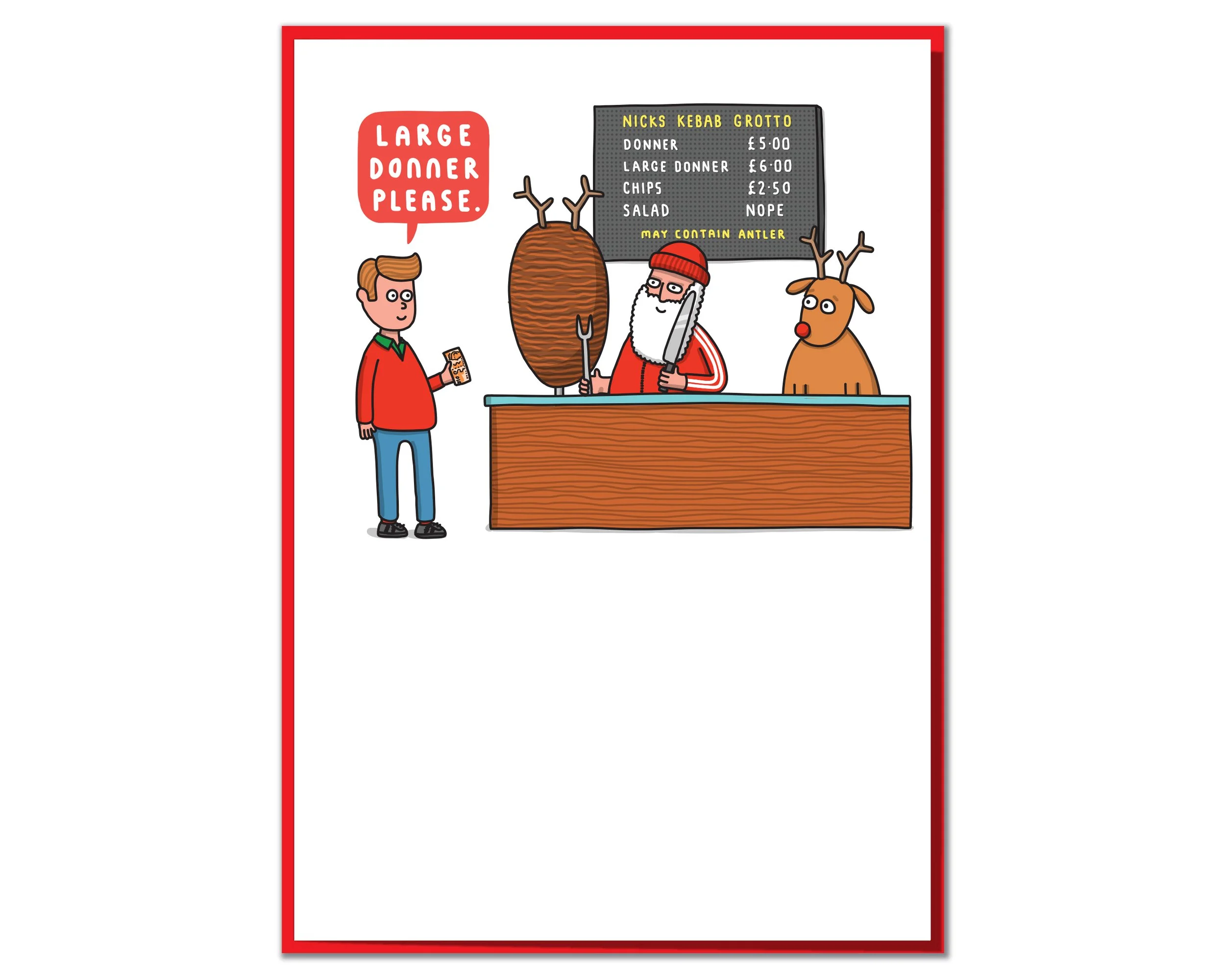 Funny Christmas Card: Nick's Kebab Grotto (120mm x 170mm)