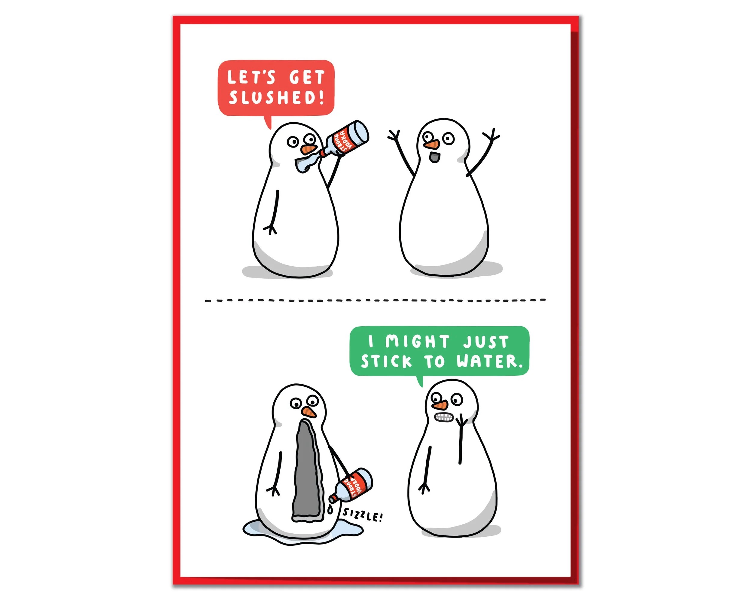 Funny Christmas Card: Let's Get Slushed Snowman (120mm x 170mm)