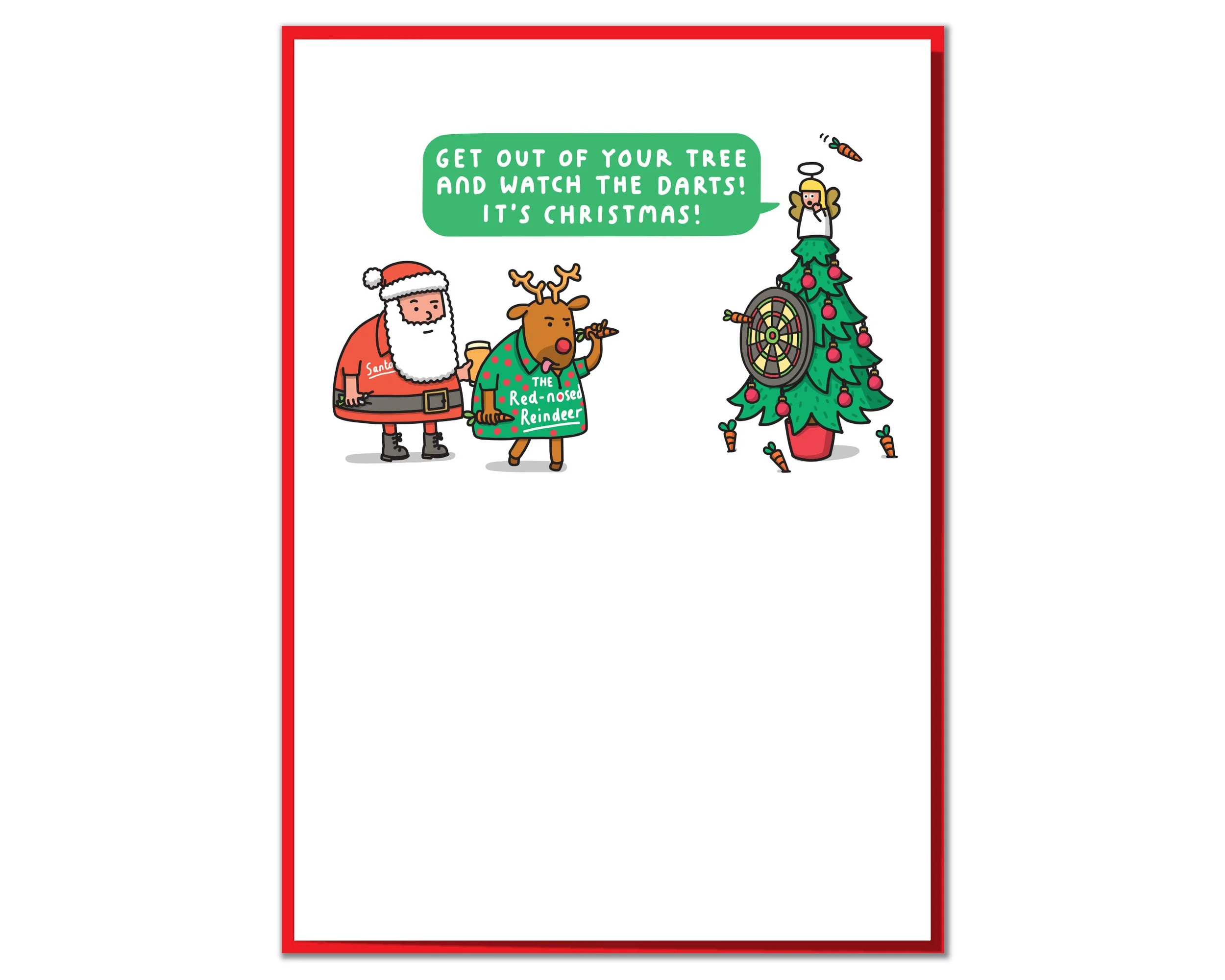 Funny Christmas Card: Watch The Darts (120mm x 170mm)