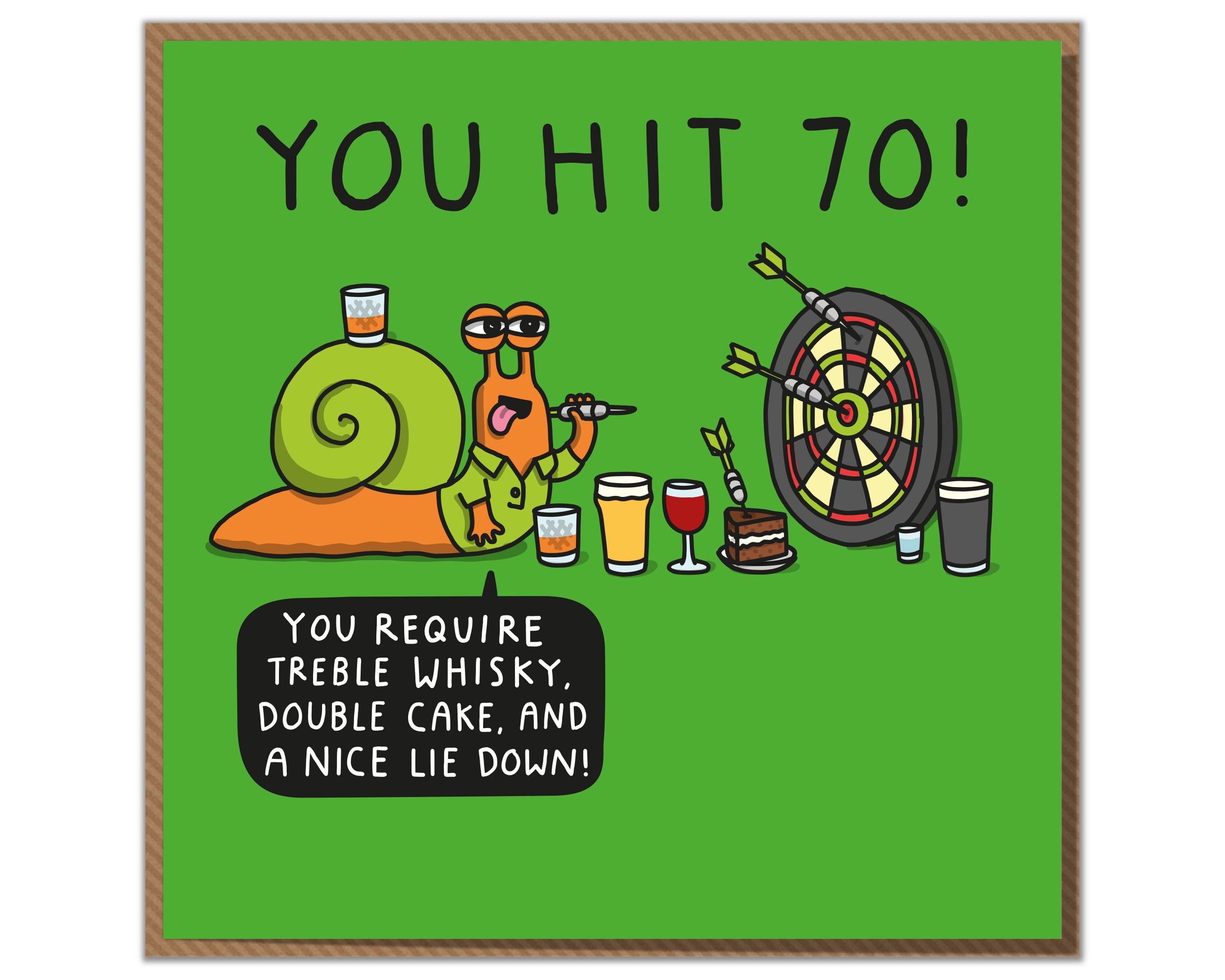 You Hit 70. Funny Darts 70th Birthday Card
