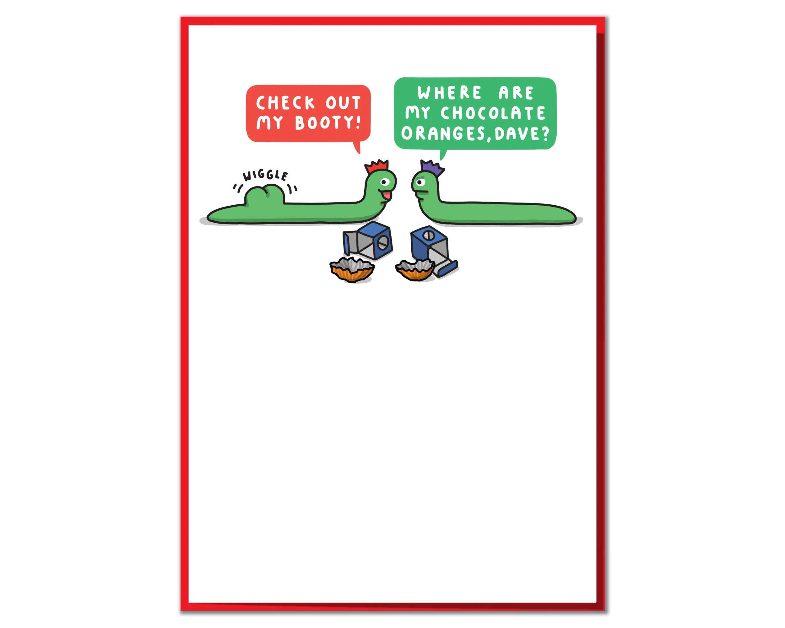 Funny Christmas Card: Chocolate Orange Snake (120mm x 170mm)