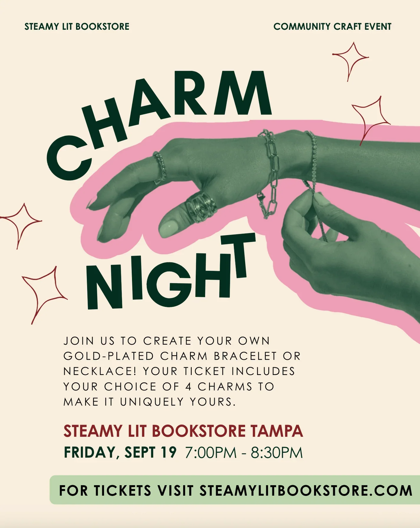 Charm Night at Steamy Lit Bookstore