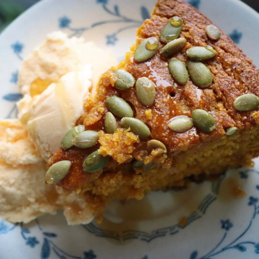 Pumpkin Maple Cornbread with Salted Maple Cinnamon Butter 