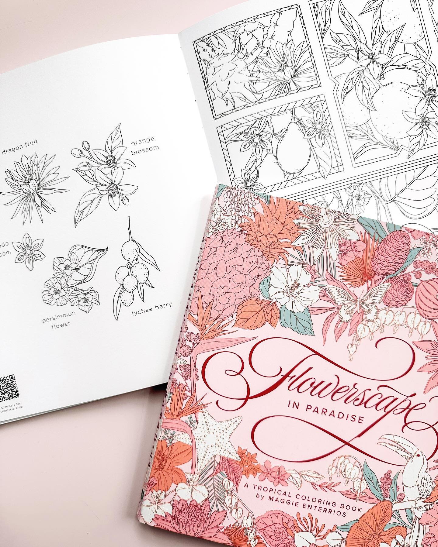 Flowerscape in Paradise comes out in less than 2 weeks! I just received all my authors copies so of course I had to sneak a few shots of some inside pages, including the new style of flower references! Are you EXCITED?!

#coloringbook #coloring #colo